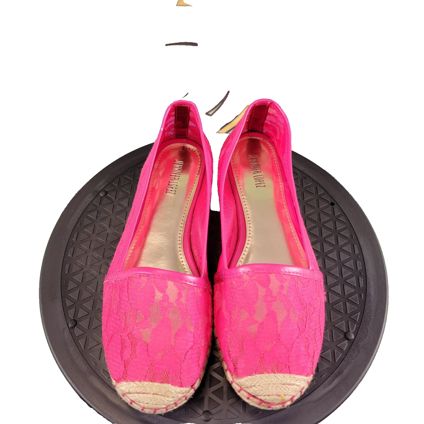 Jennifer Lopez Pink Lace Espadrille Flats Women’s Size 8 Preowned w/ Box1