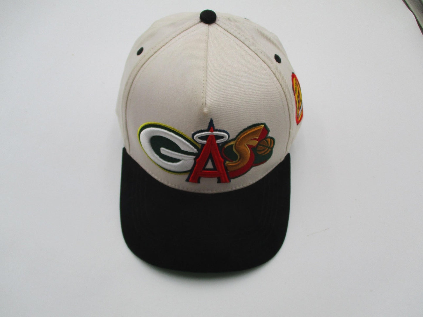 GASNYC Hat Cap Snap Back Mens One Size Beige Black GAS Graphic Embroidered Funny2