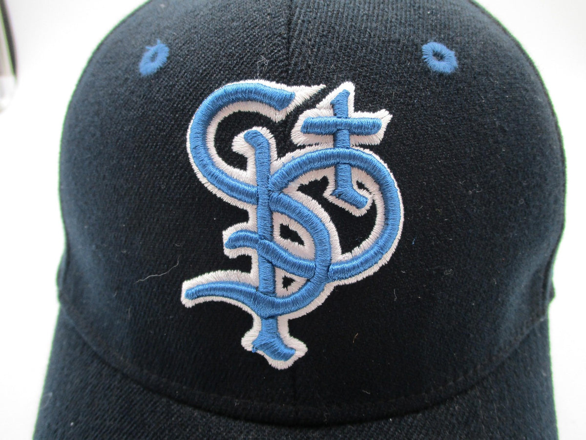 Saints Hat Cap Fitted Mens Small Blue Zephyr Stretch Fit Embroidered Script1