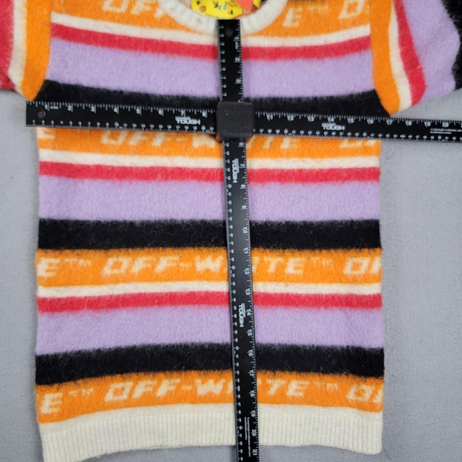 OffWhite Sweater Kids Size 10 MultiColor Stripe Logo Alpaca Wool Blend
