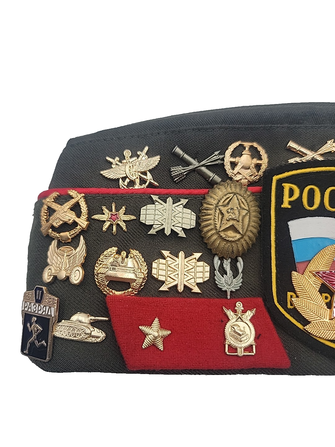 Soviet Military Pilotka Army Cap USSR Vintage Hat 33 Pins 4 Patches Militaria4
