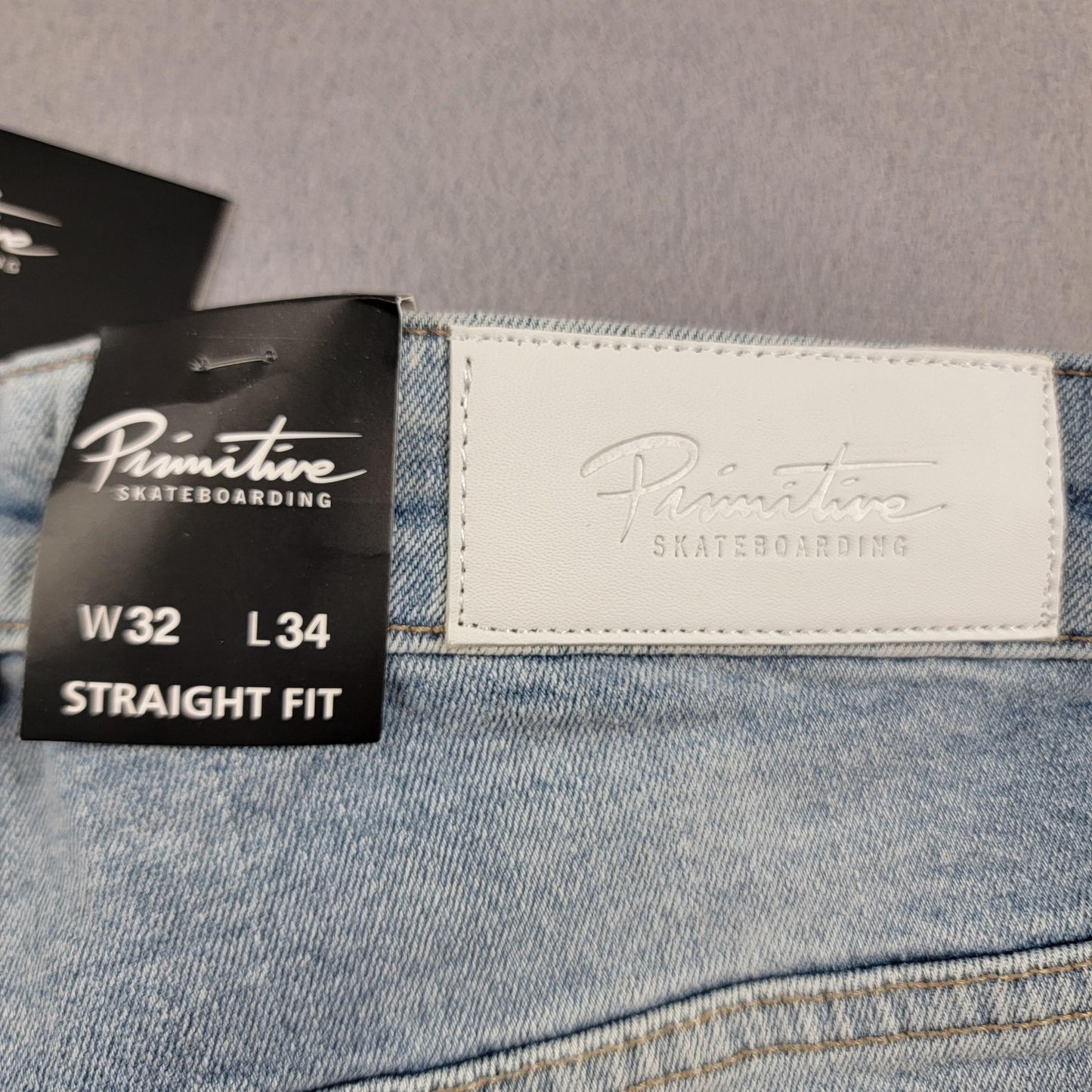 Primitive Jeans Mens 32x34 Light Wash Straight Fit Stretch Denim