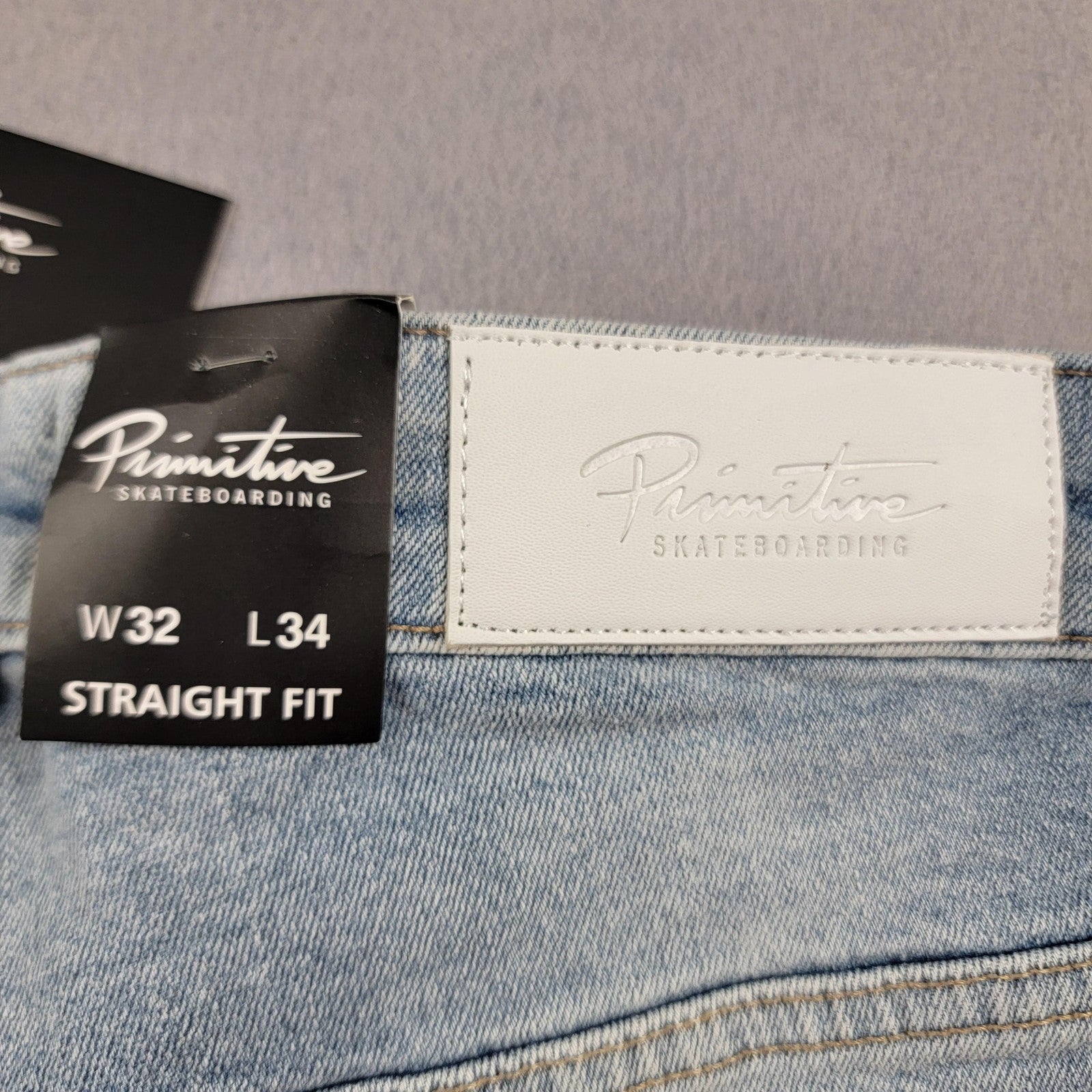 Primitive Jeans Mens 32x34 Light Wash Straight Fit Stretch Denim