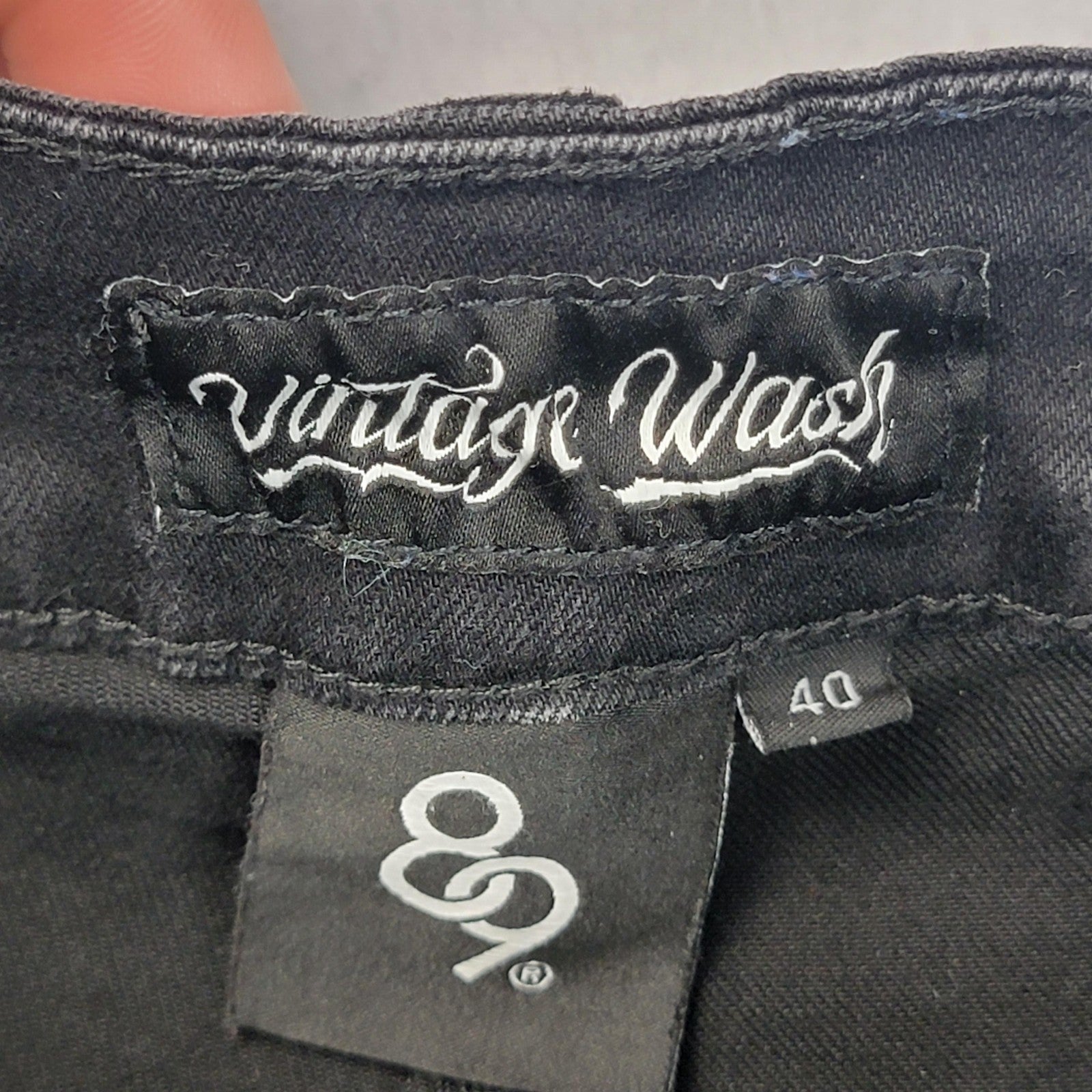 8&9 MFG Cargo Pants Men 40 Black Vintage Wash Neon HiVis Tape Utility