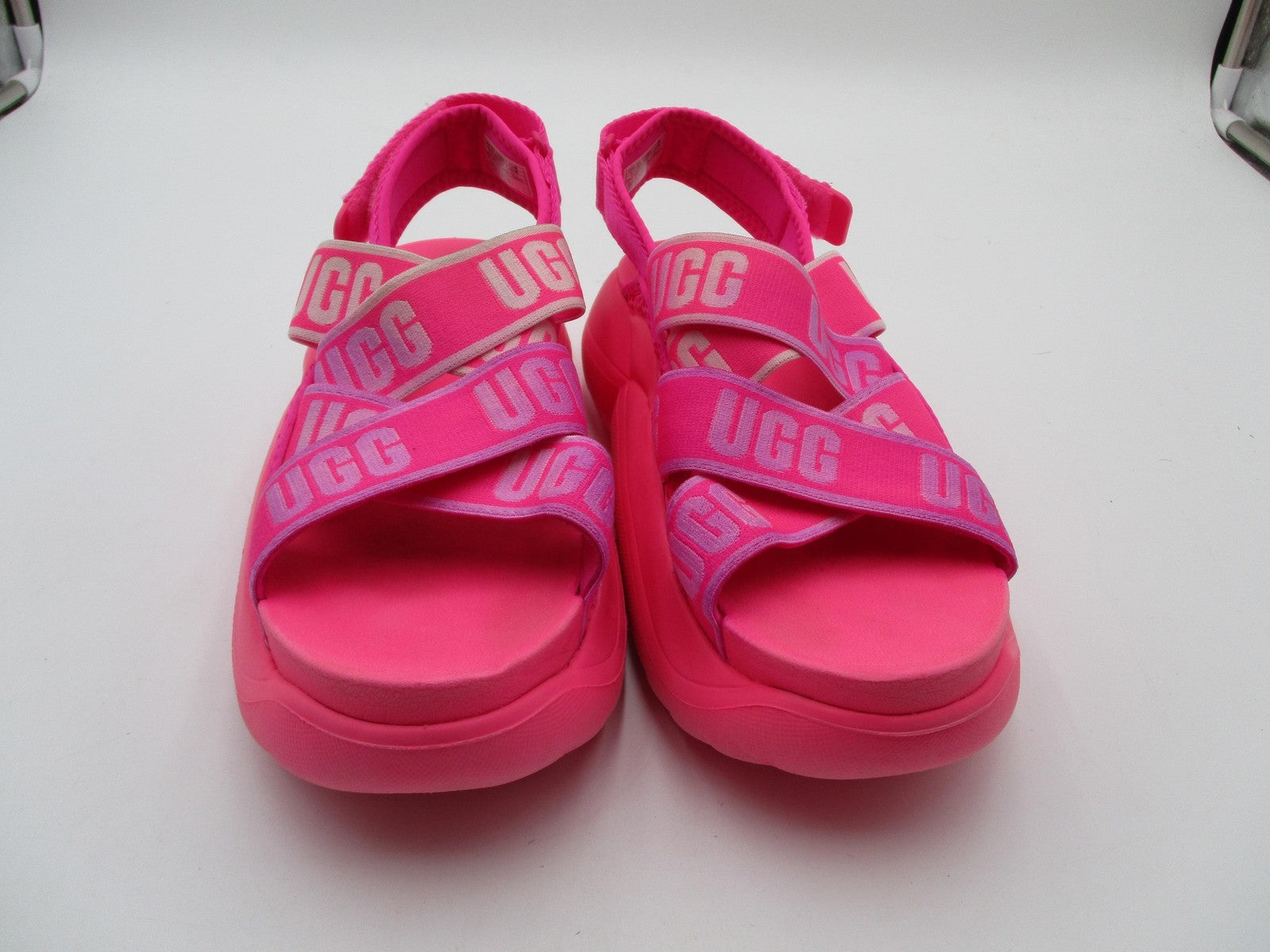 UGG Shoes Womens Size 6 Pink Logo Strappy Platform Wedge Sport Sandals 11100901