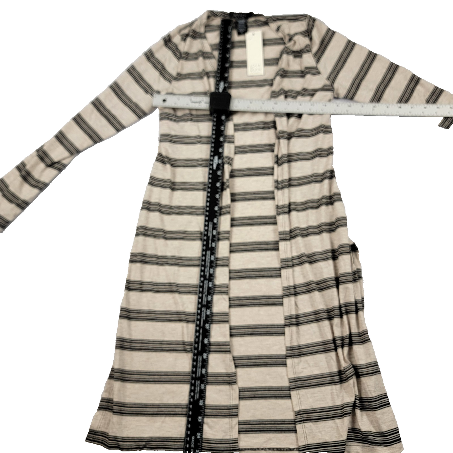 Love Ryan Los Angeles Striped Long Open Front Cardigan Sweater Coatigan M 840/411