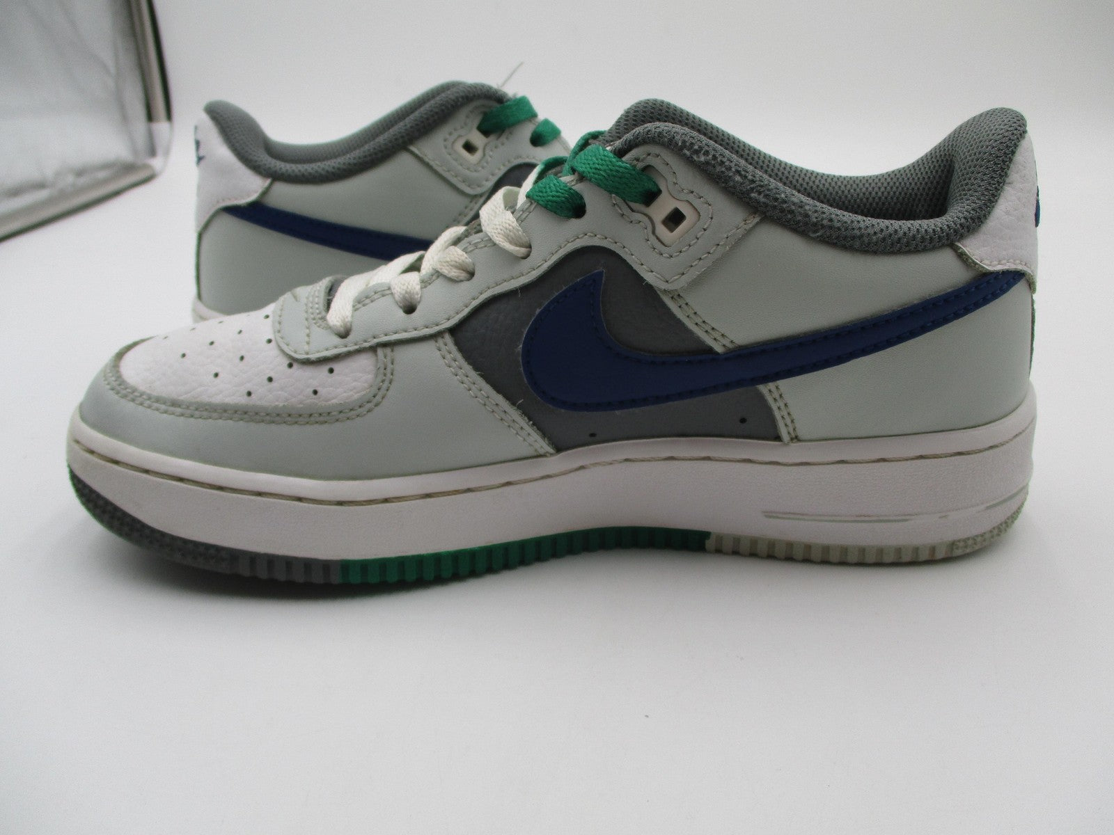 Nike Air Force 1 Low Shoes Youth Size 6Y Gray Green Blue Sneakers FB9035-0018