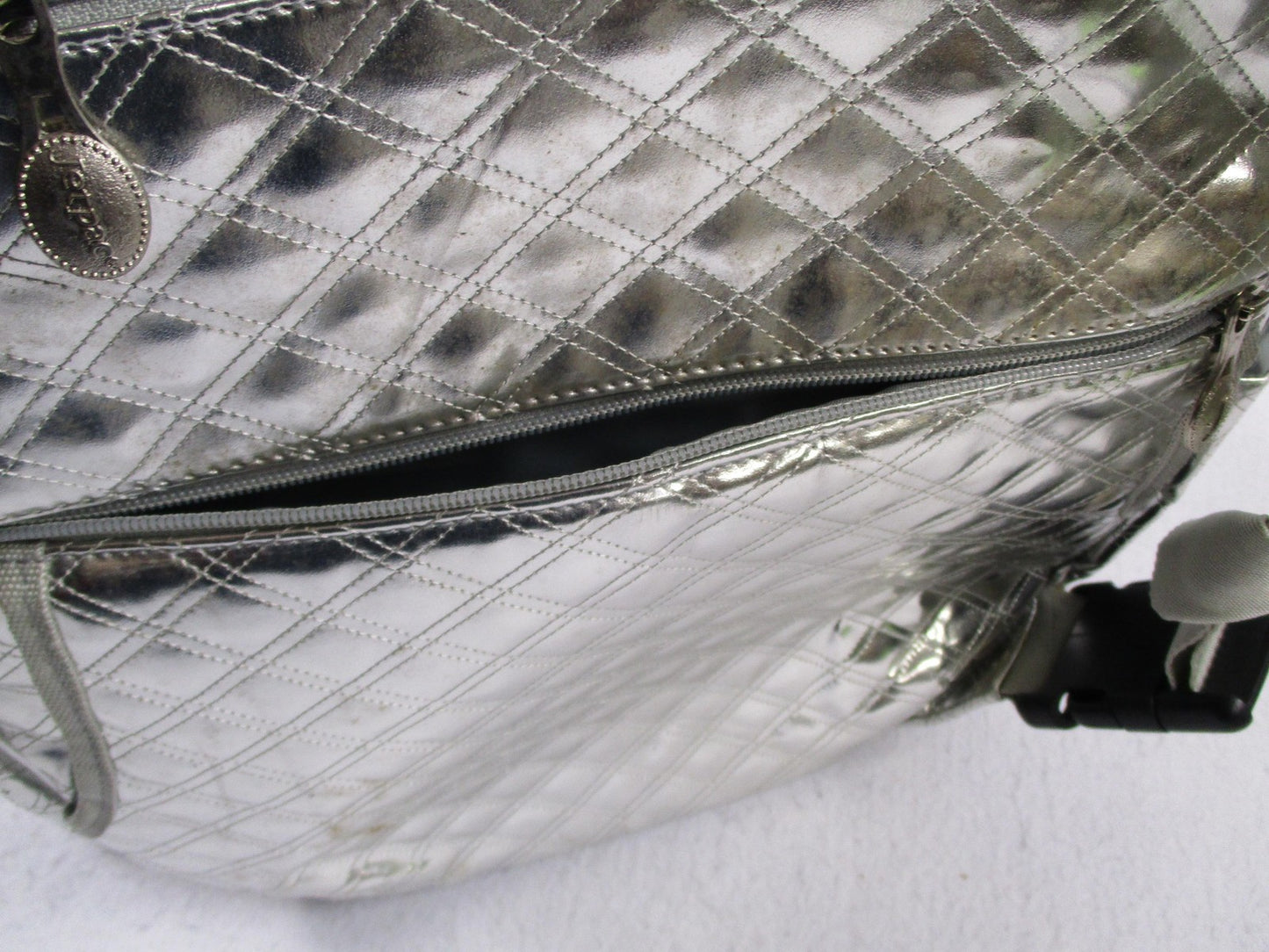 Life Is Tennis Metallic Quilted Backpack Bag Silver Tennis Racket Holder Gear7