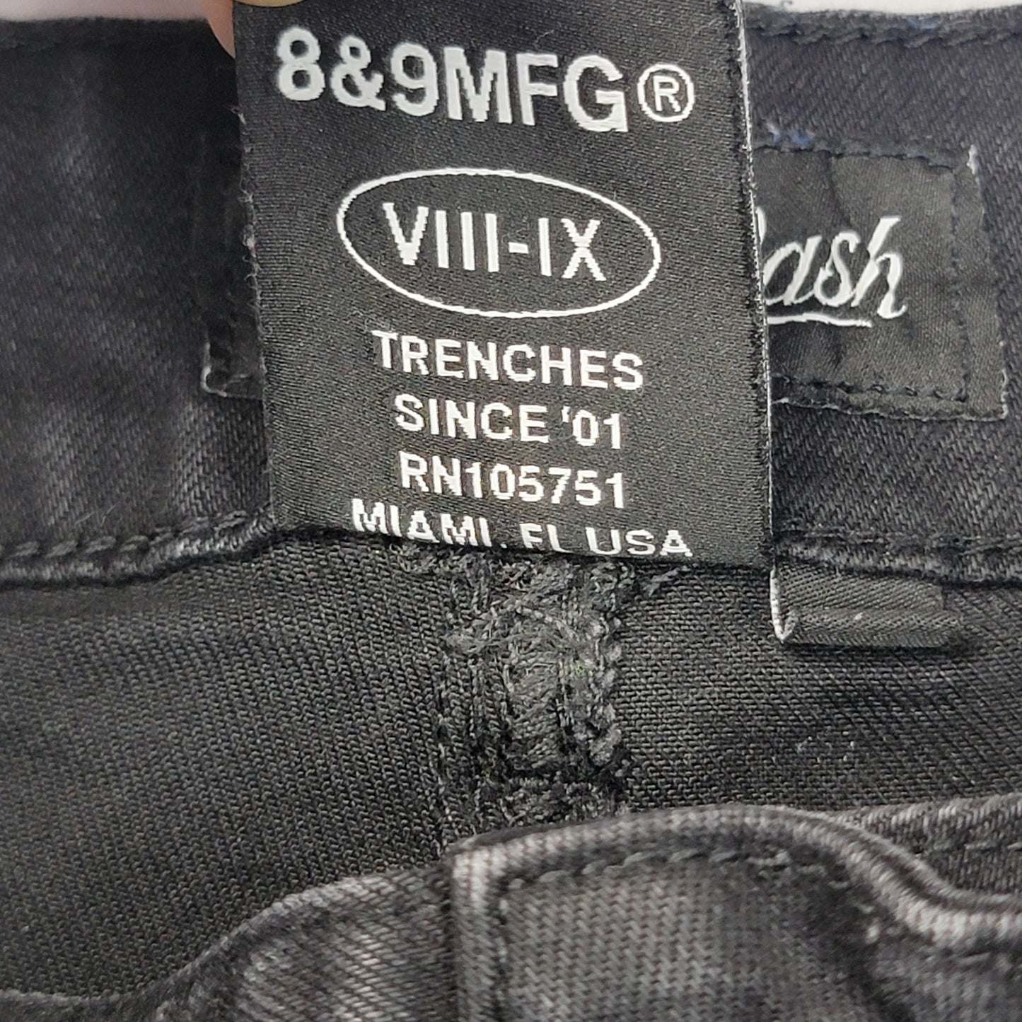 8&9 MFG Cargo Pants Men 40 Black Vintage Wash Neon HiVis Tape Utility