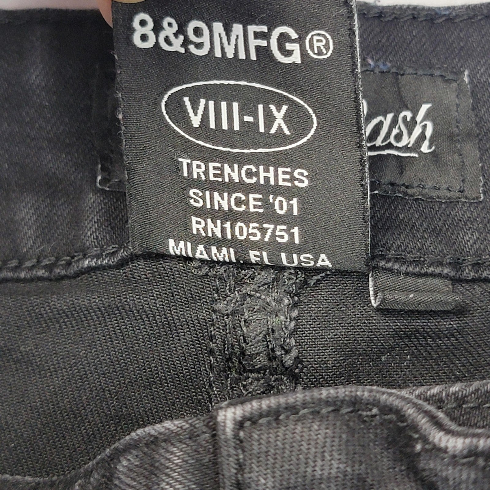 8&9 MFG Cargo Pants Men 40 Black Vintage Wash Neon HiVis Tape Utility