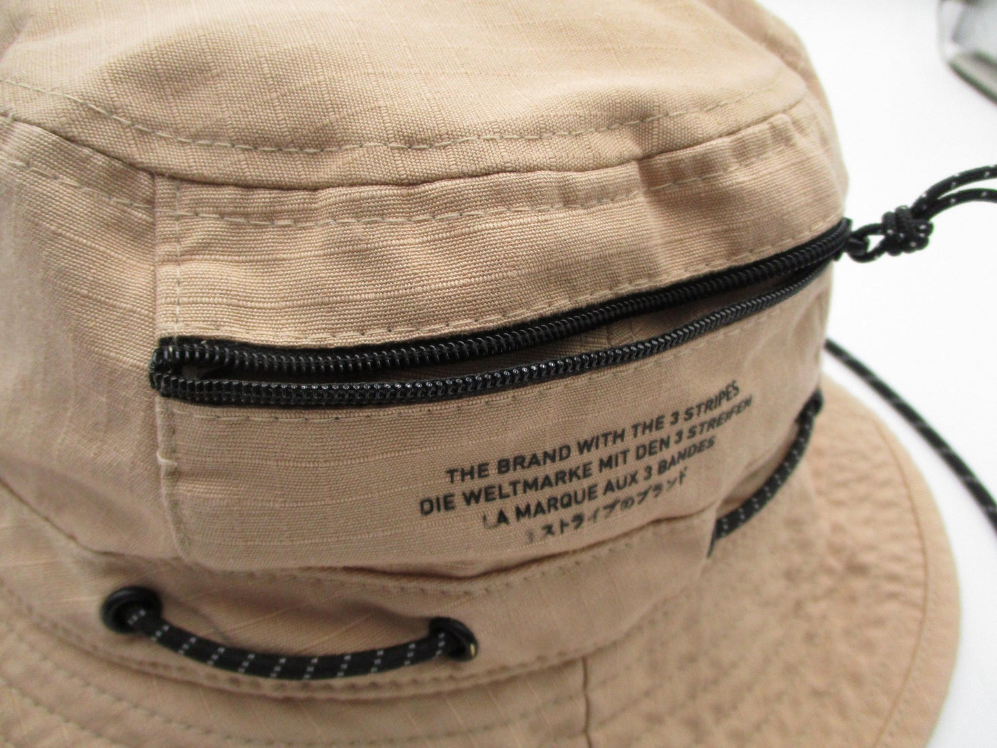 Adidas Hat Cap Bucket Mens One Size Beige Canvas Trefoil Logo Outdoor Hiking6