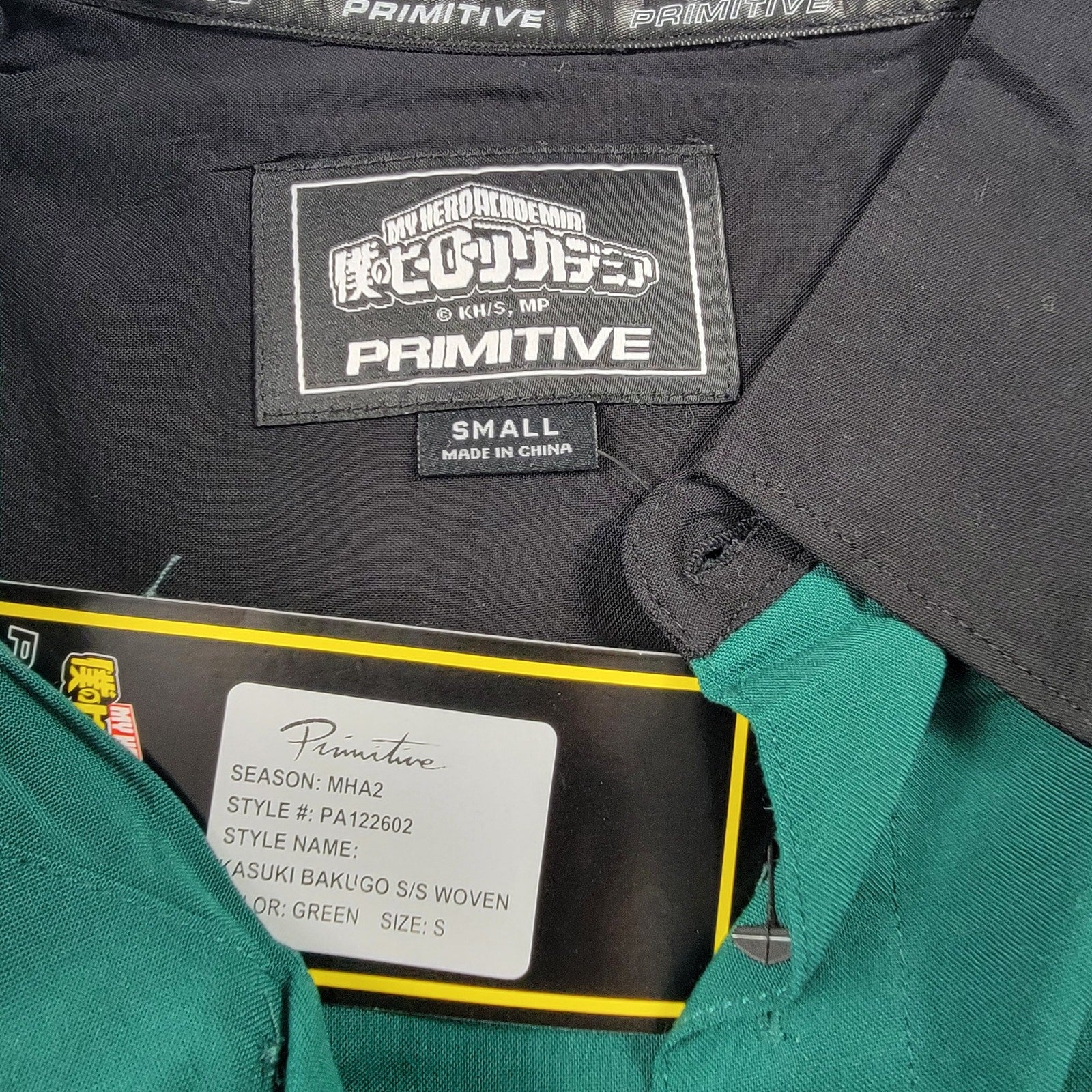 Primitive x My Hero Academia Katsuki Bakugo Button Up Green Sz S
