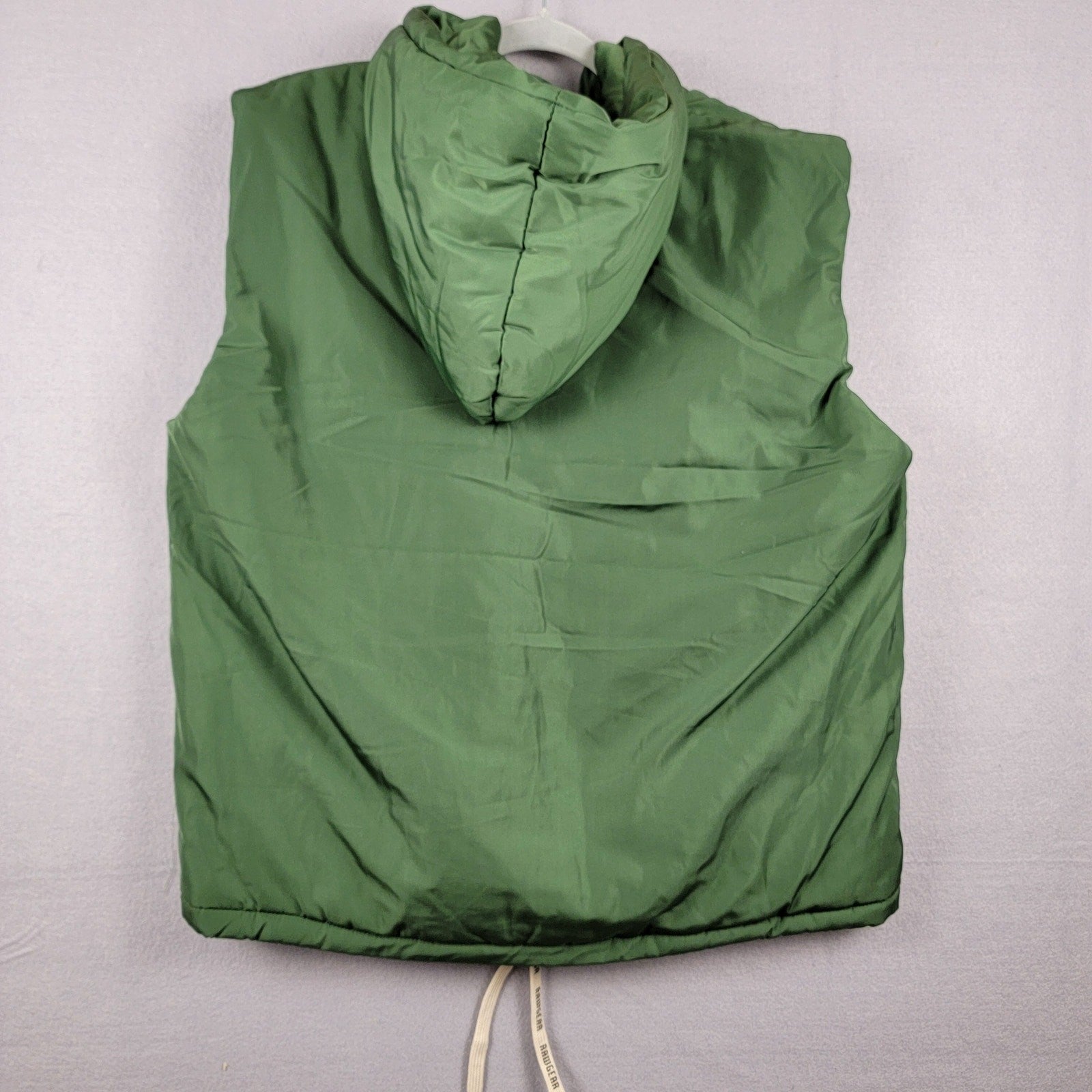 RAWGEAR Men’s XL Puffer Vest Green Hooded Zip Up Streetwear Sleeveless Jacket1