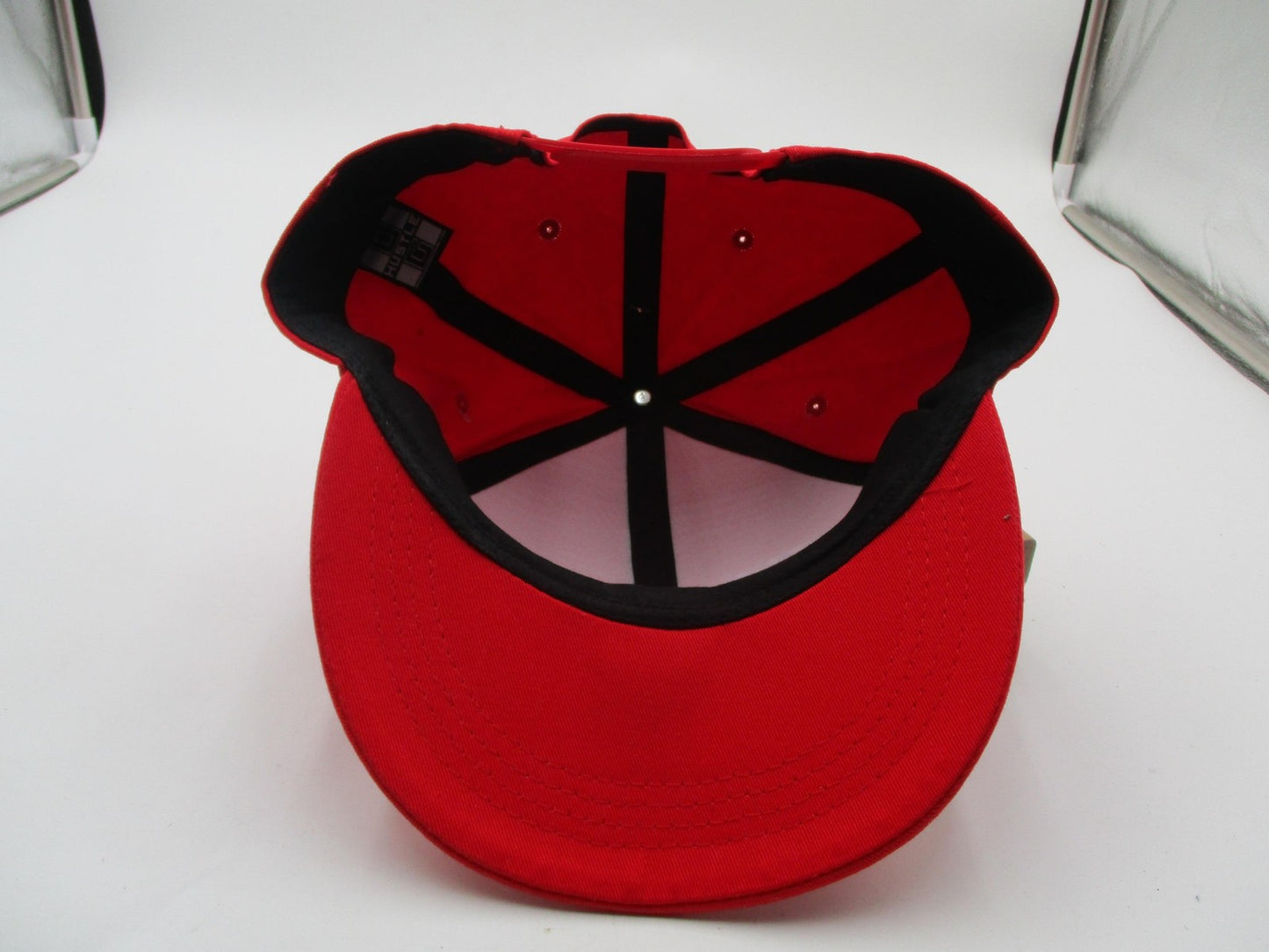 Hustle Blessed Hat Cap Snap Back Mens One Size Red Gothic Script Embroidered10