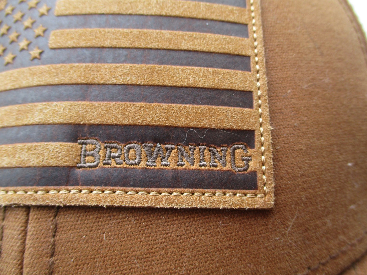 Browning Hat Cap Snap Back Mens One Size Brown USA Flag Patch Cotton Twill2