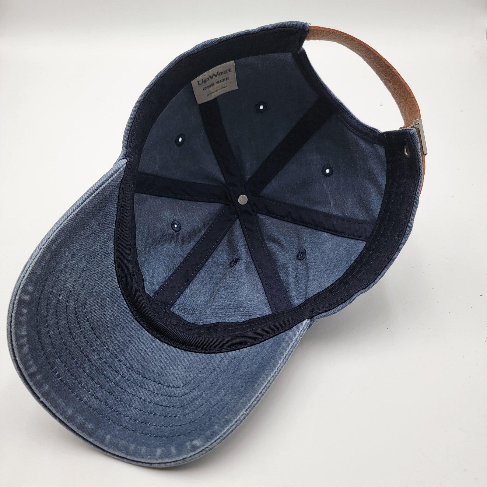 UpWest Hat Cap Strap Back Blue Denim Embroidered Mens One Size Casual Classic7