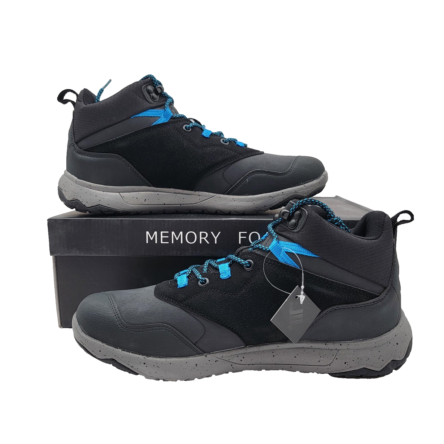 London Fog Isaac Men's Black Memory Foam Hiking Trail Sneakers NIB