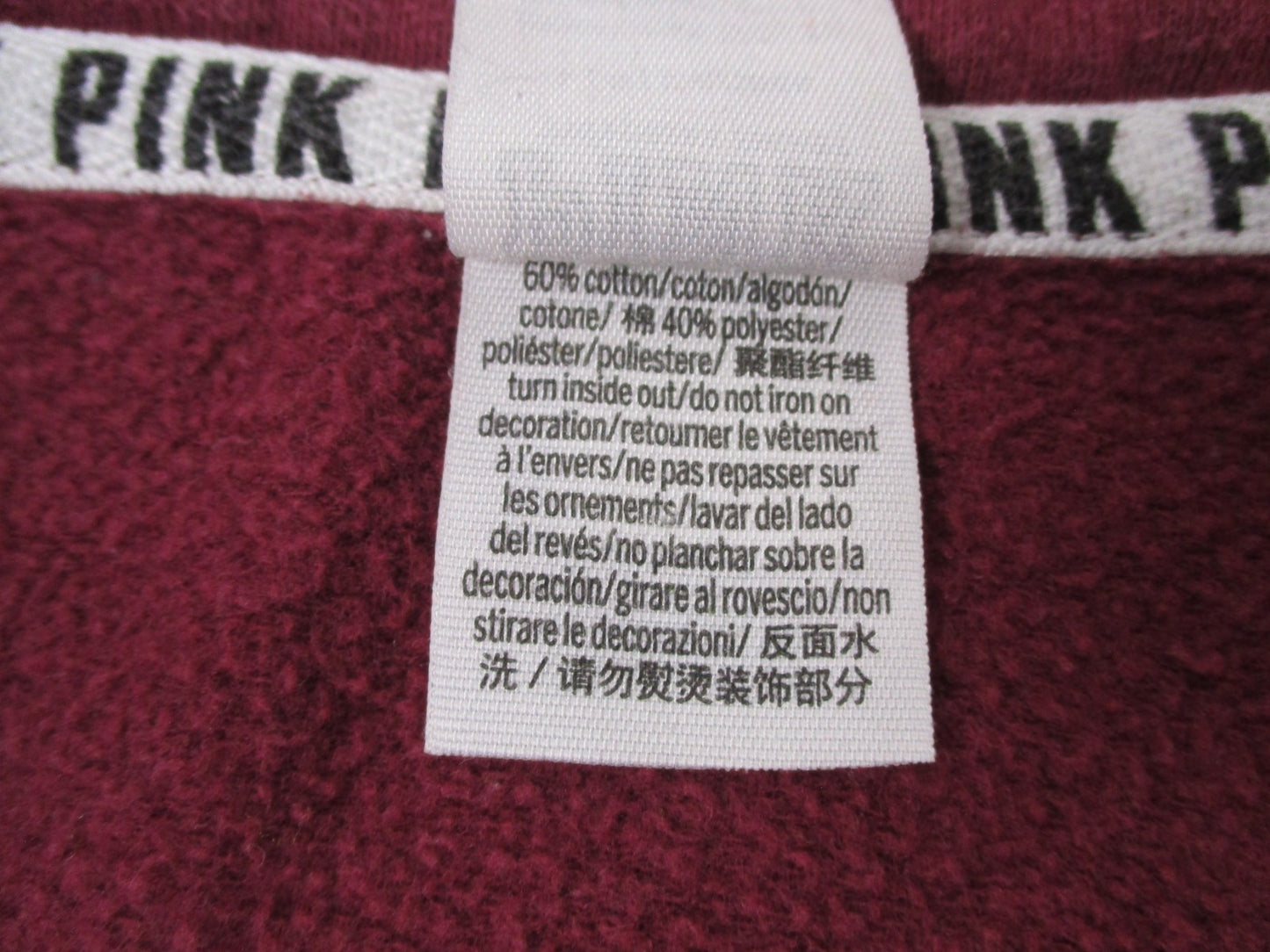 Victoria’s Secret PINK Half Zip Pullover Sweatshirt Maroon Women’s Large