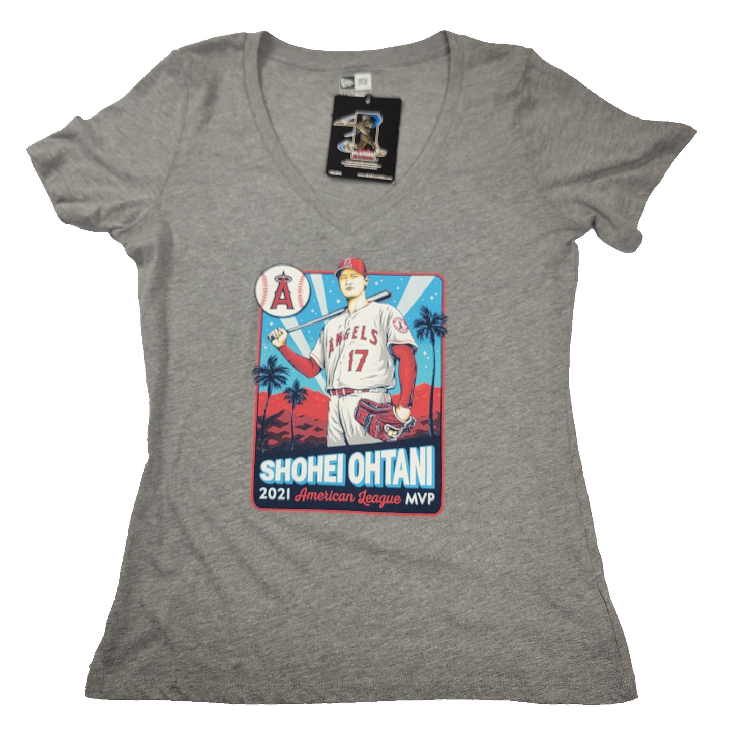 Los Angeles Angels Shirt Women Lg Gray MLB Baseball Shohei Ohtani New Era