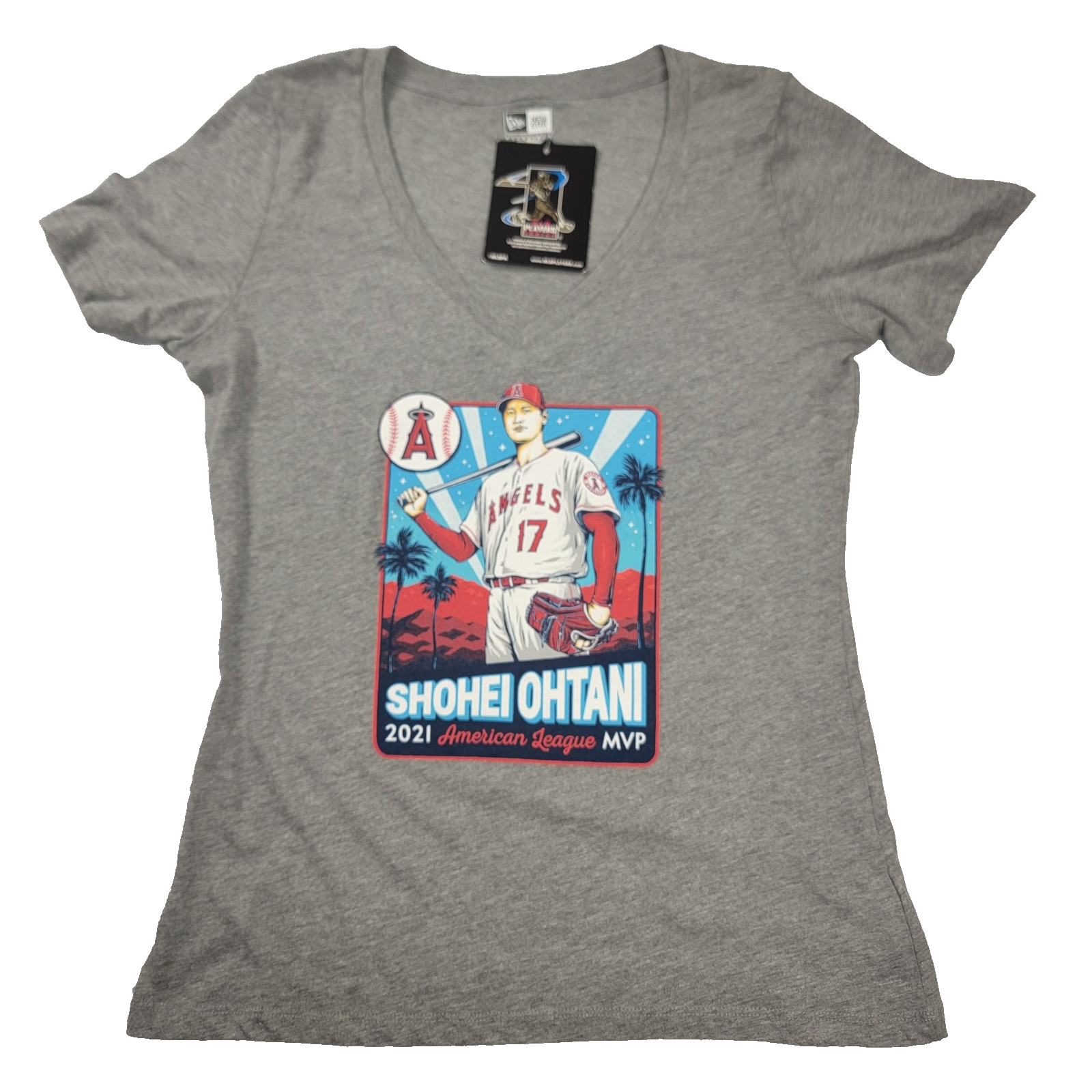 Los Angeles Angels Shirt Women Lg Gray MLB Baseball Shohei Ohtani New Era