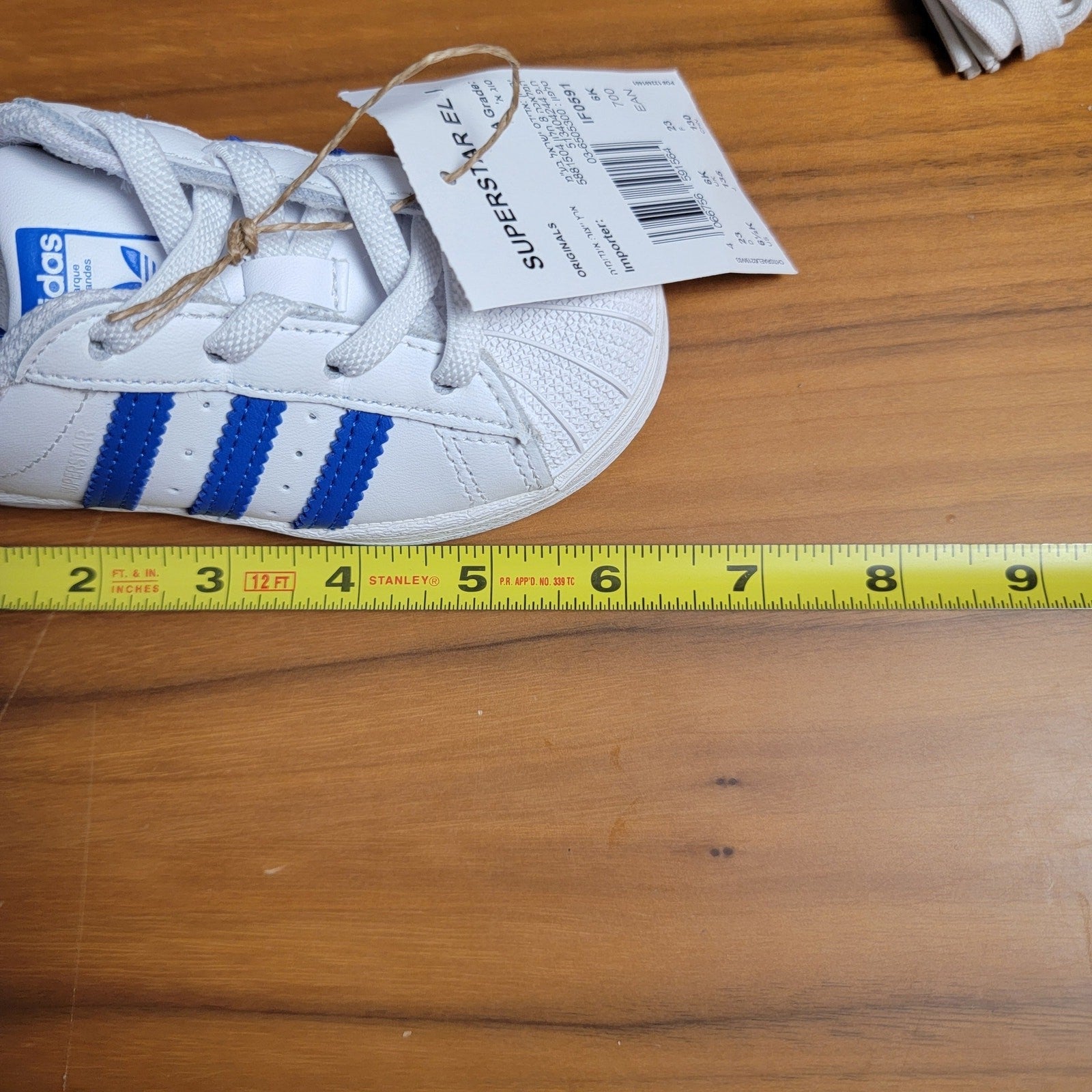 adidas Infant Superstar EL I Sneaker, White Royal Blue Sz 6.5K 4