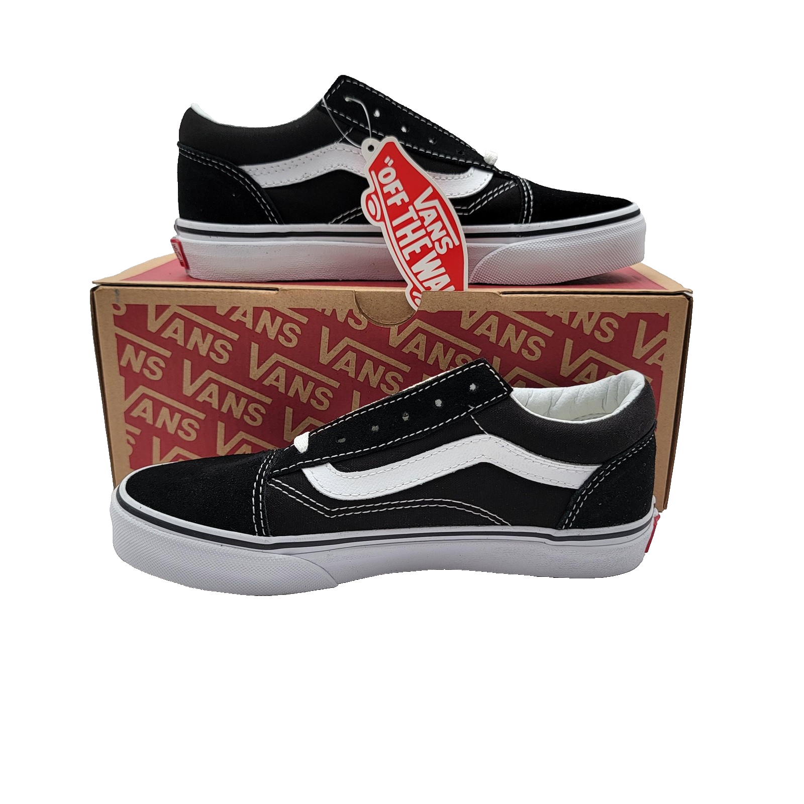 Vans Old Skool Shoes Kids Size 2.5 Classic Skate Black True White VN000W9T6BT1
