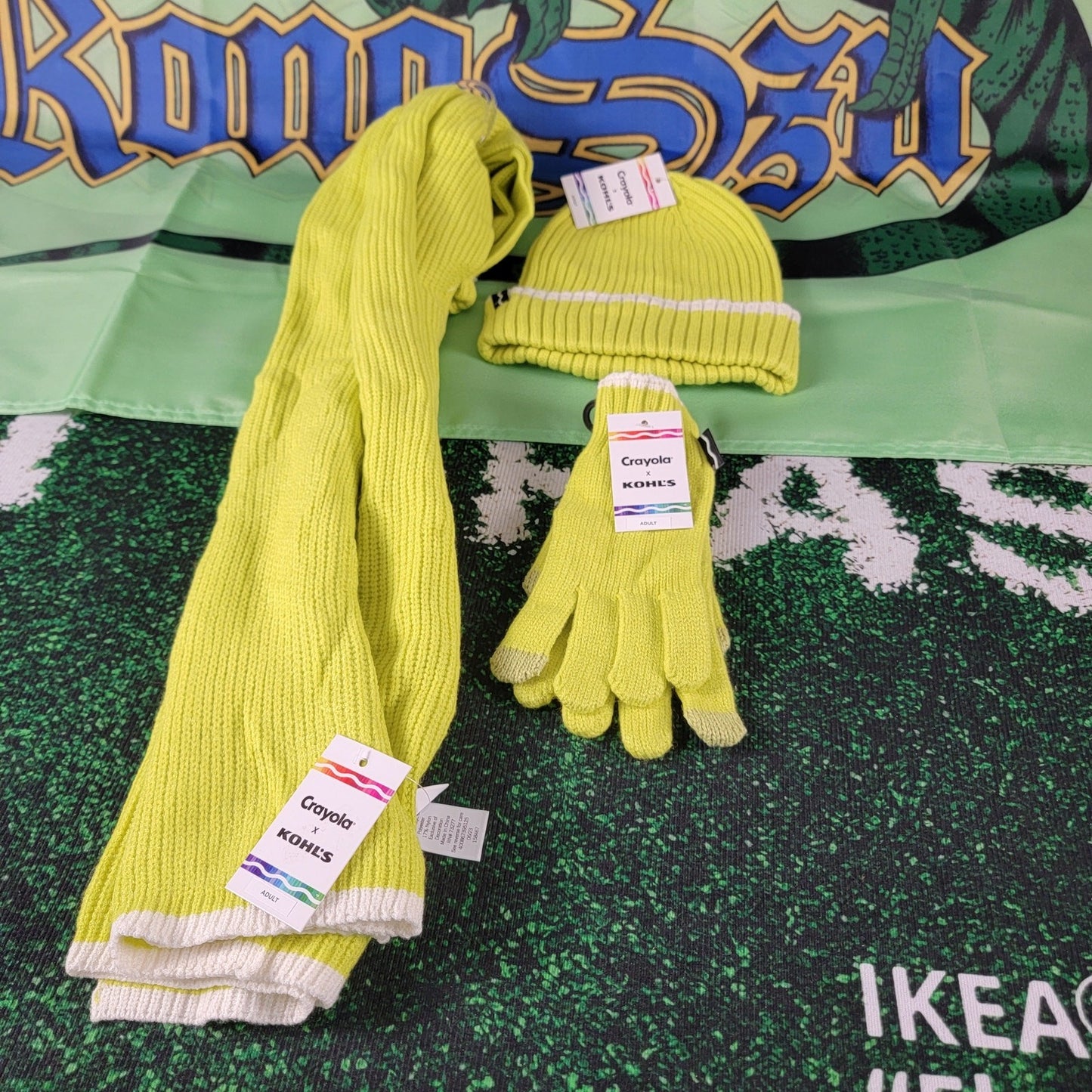 Crayola x Kohls Scarf, Hat and Gloves Winter Bundle Sulphur Green 0