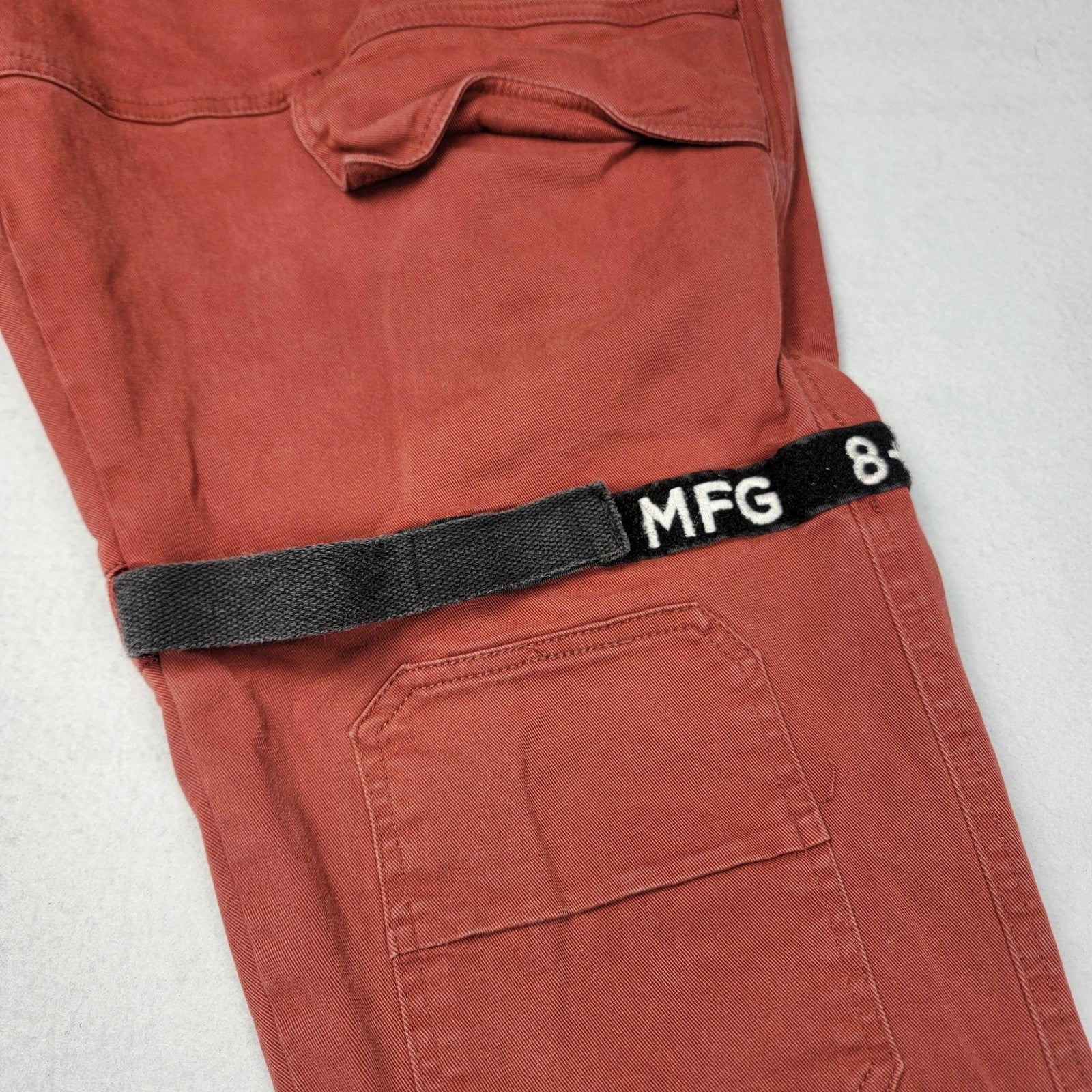 Eight & Nine MFG Cargo Pants Mens 40 Rust Red Vintage Wash Trenches Utility1