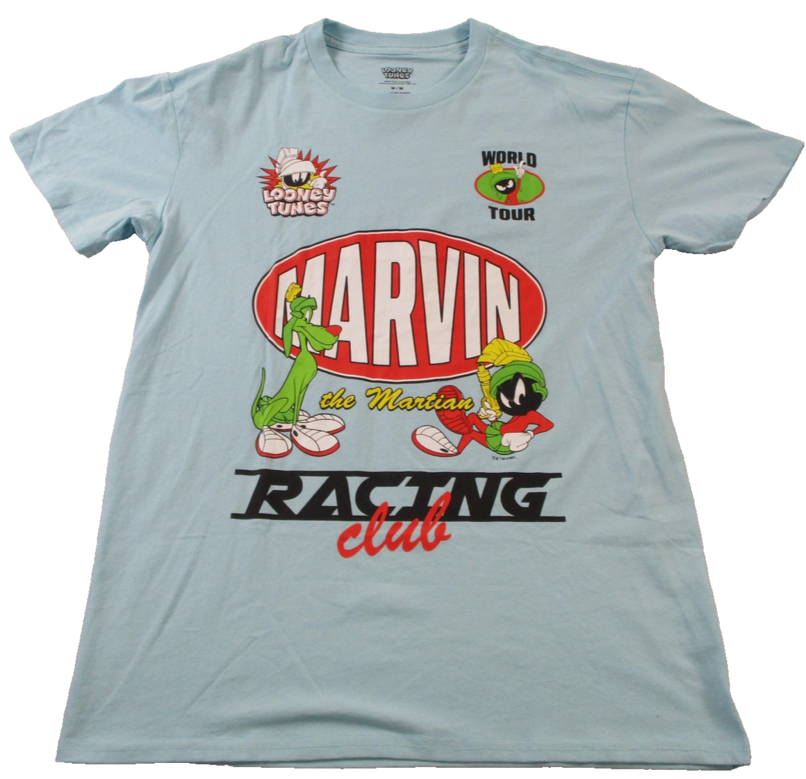 Looney Tunes Marvin The Martian Mens Medium Blue Racing Club Graphic Tee 1542440
