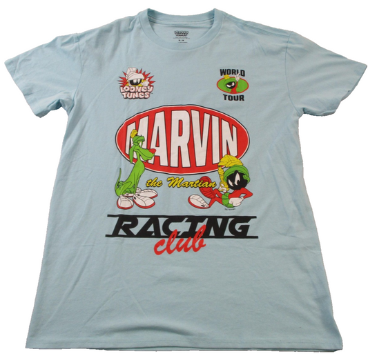 Looney Tunes Marvin The Martian Mens Medium Blue Racing Club Graphic Tee 1542440