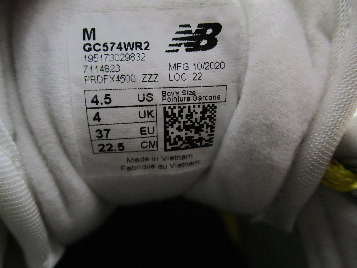 New Balance 574 Shoes Boys Size 4.5 Yellow Black Running Sneakers GC574WR213