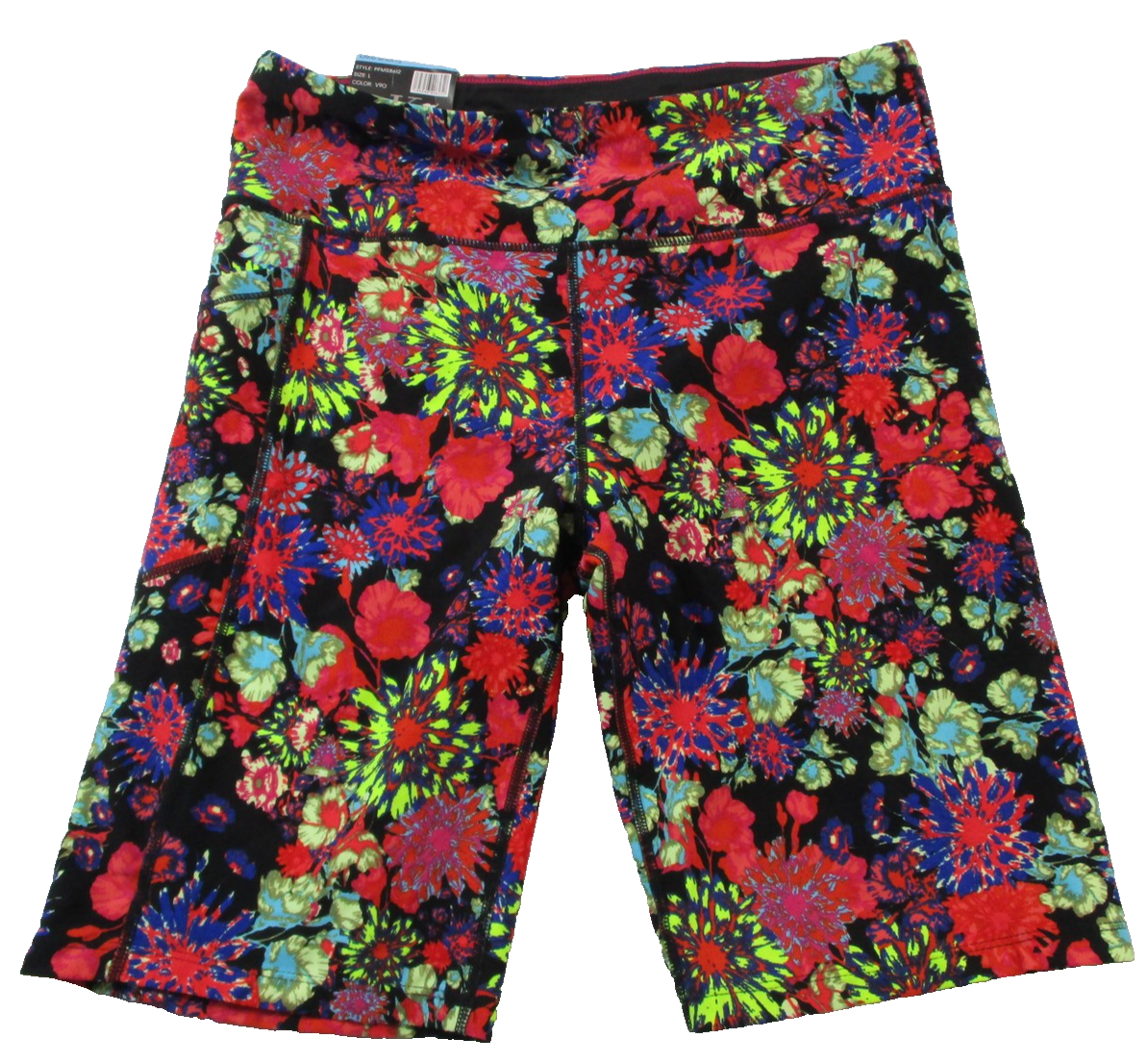 Calvin Klein Bike Shorts Womens Large Floral 9 Inseam PFMS8612 Activewear 14500