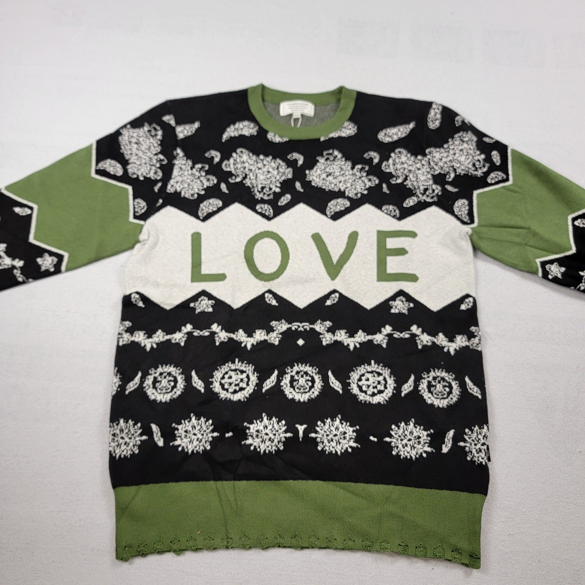 The Hideout Clothing Love Paisley Knit Holiday Sweater Men's 2XL Green NWT7