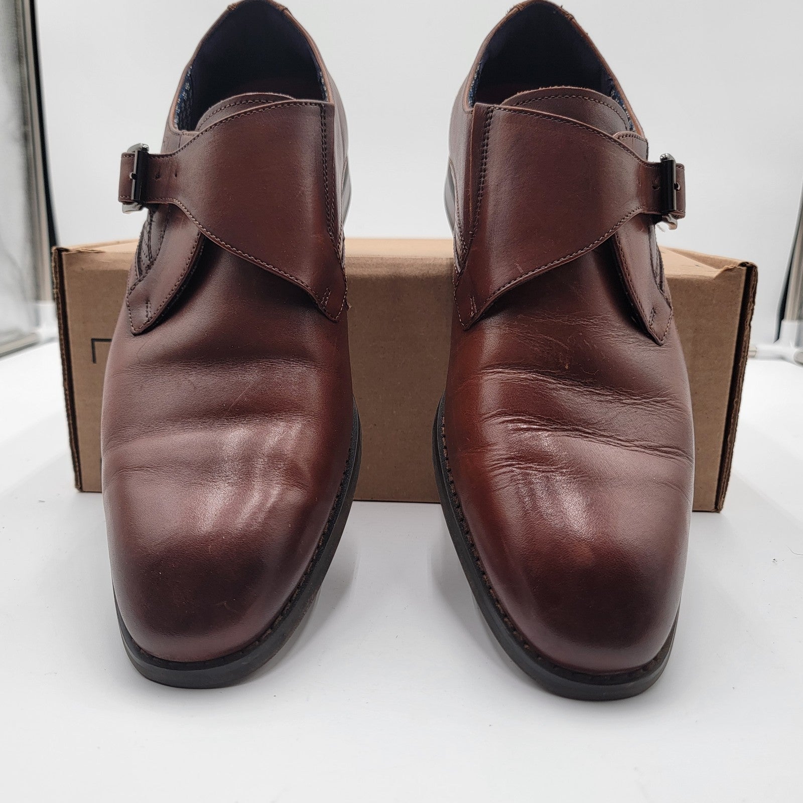 Stacy Adams Karcher Monk Strap Plain Toe  Mens Brown Shoes 25590221 Sz 9.5W2