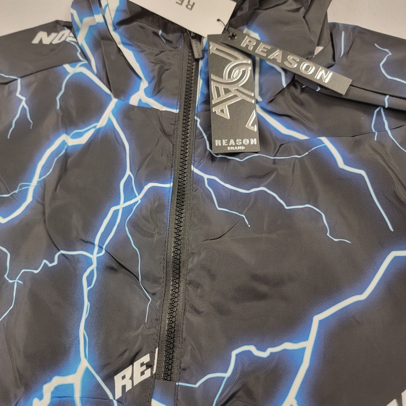 Reason x Vintage Reflective Lightning Windbreaker Jacket Sz M