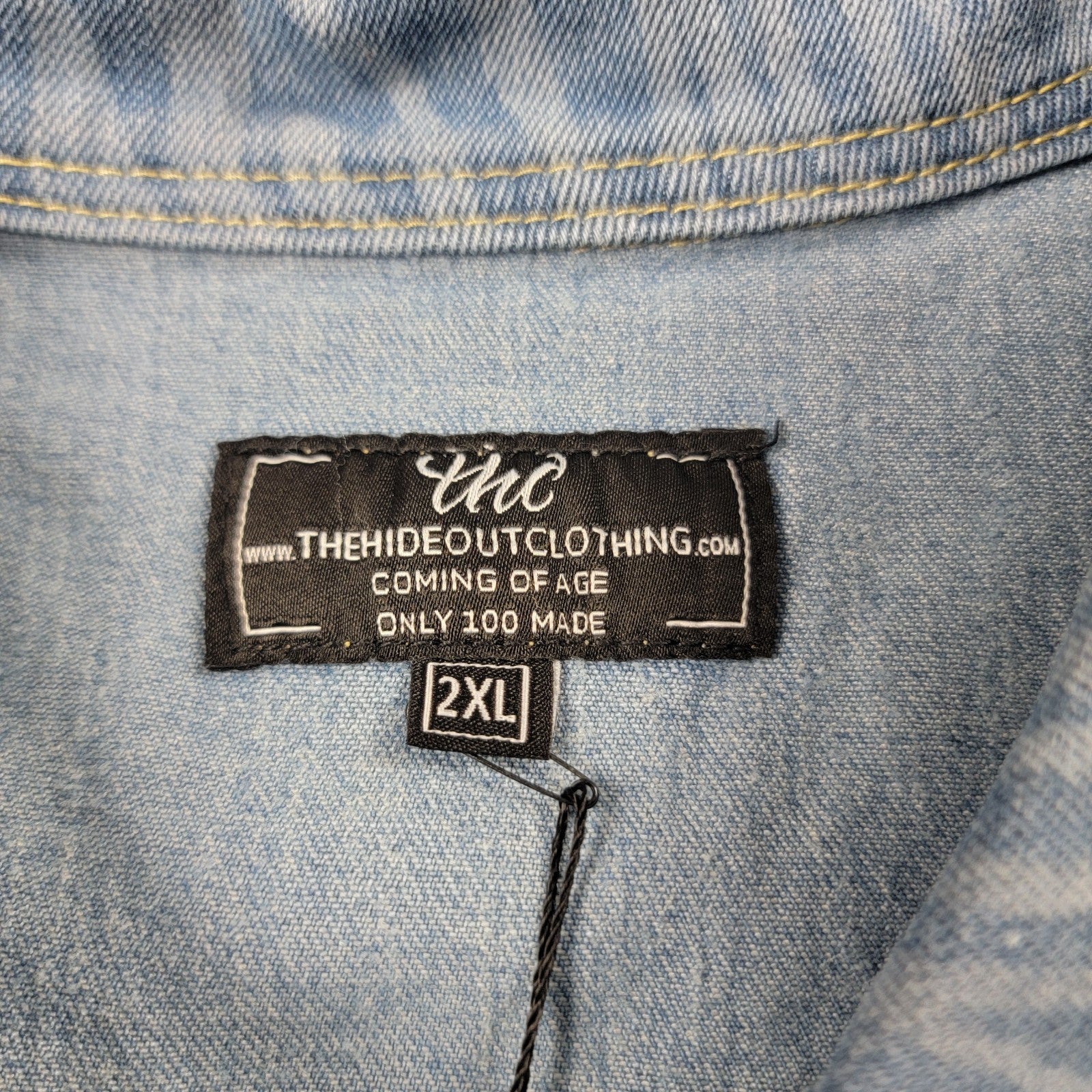 The Hideout Clothing “Coming of Age” Denim Jacket XXL Light Blue Zebra NWT