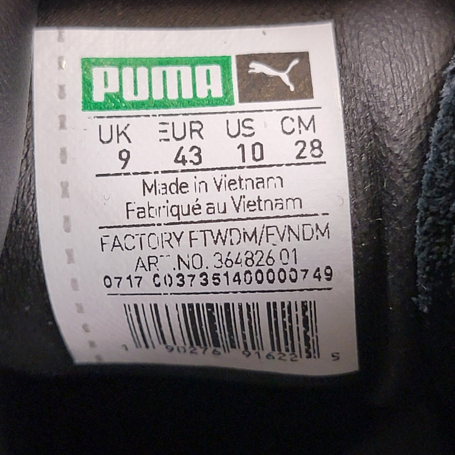 PUMA Suede v2 Distinct Life Black/White Mens Sz 10 364826017
