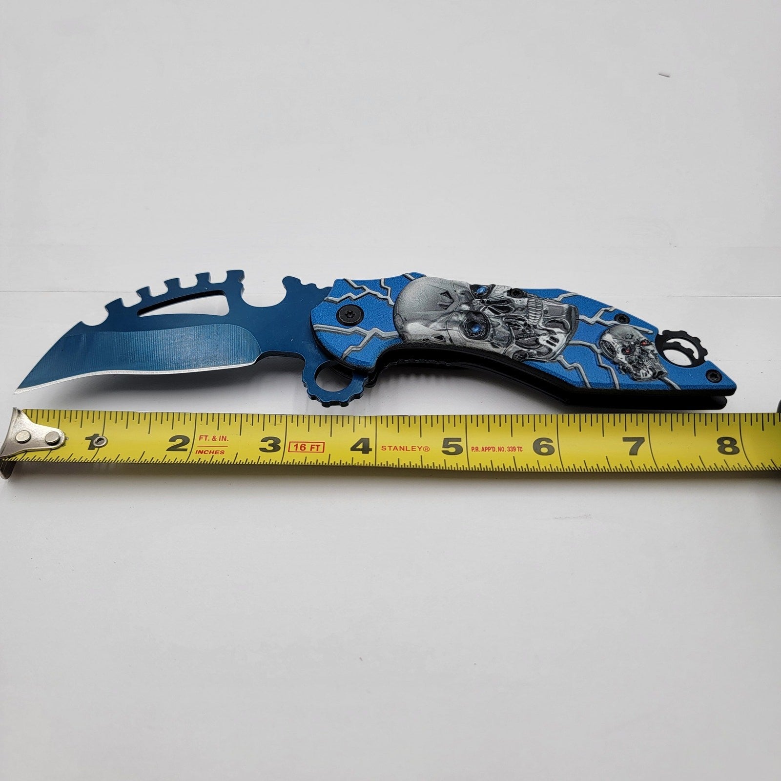 Limited Edition Blue /w Skulls Folding Tactical Pocket Knife6