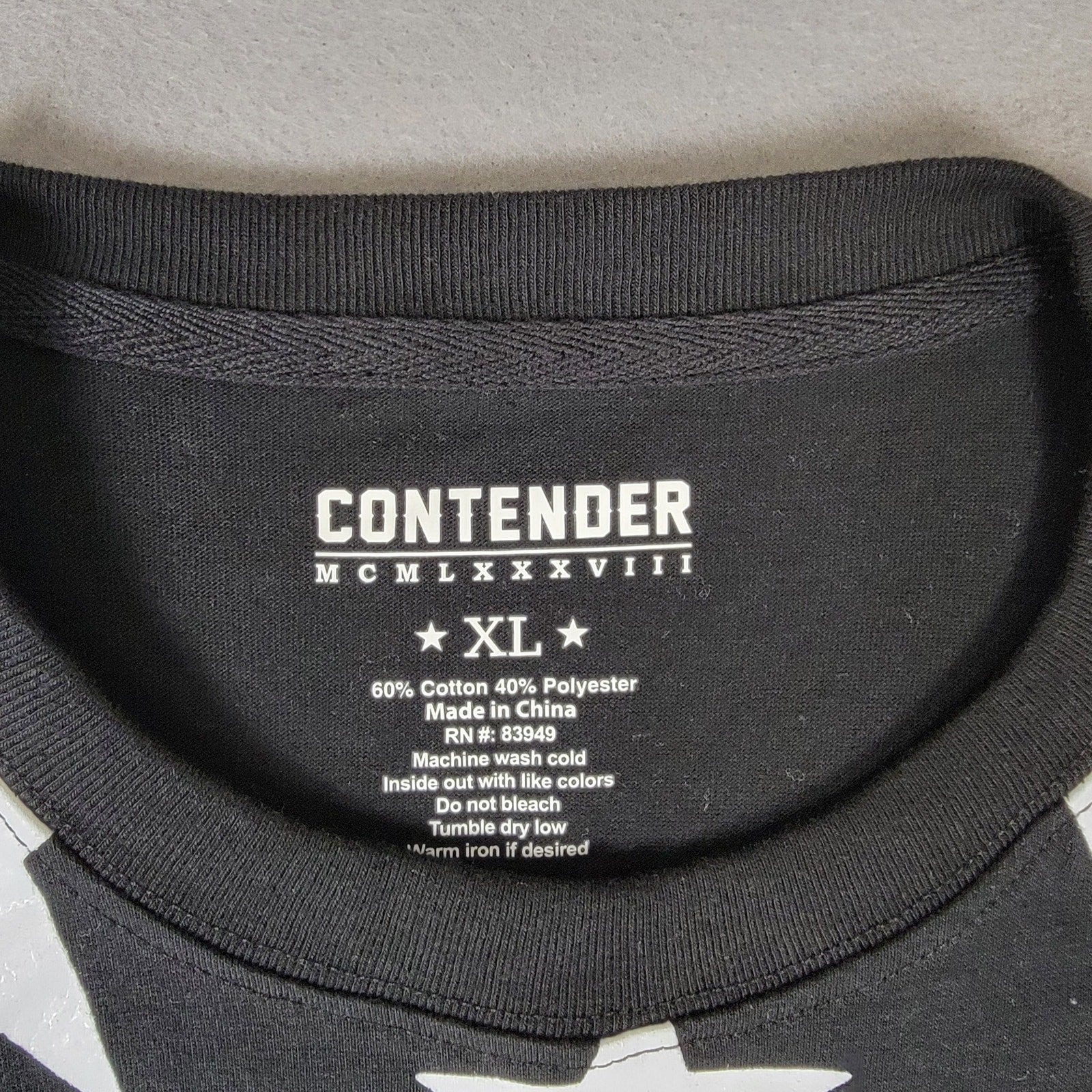 Contender USA Long Sleeve Shirt Monochrome Black Men's Sz XL
