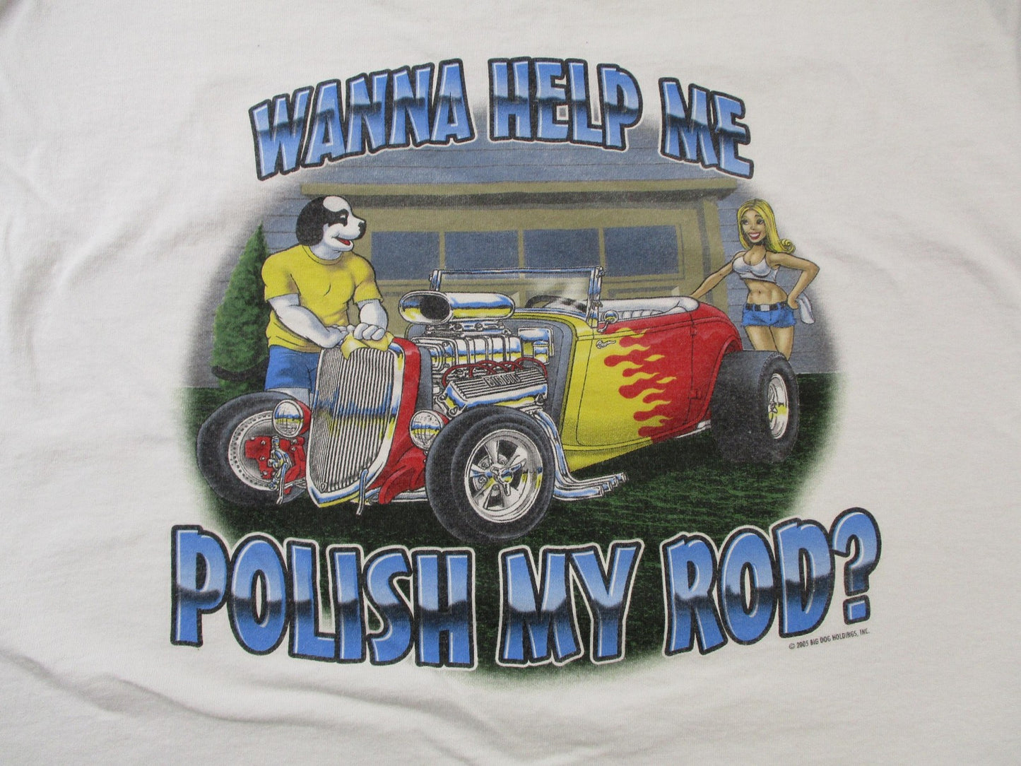 Vintage Big Dogs Shirt Mens XL White Polish My Rod Hot Rod Car Graphic 2000s10