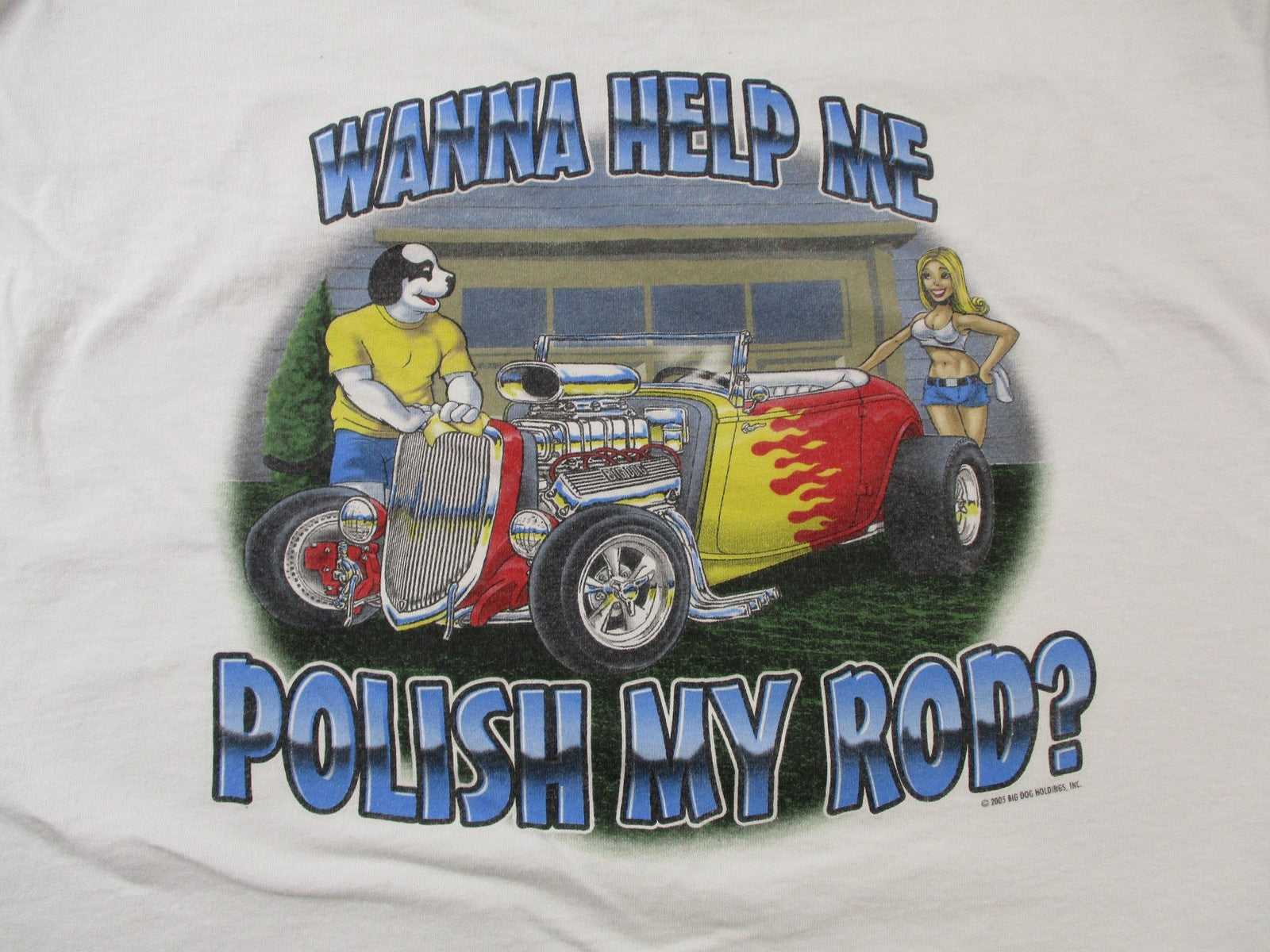 Vintage Big Dogs Shirt Mens XL White Polish My Rod Hot Rod Car Graphic 2000s10