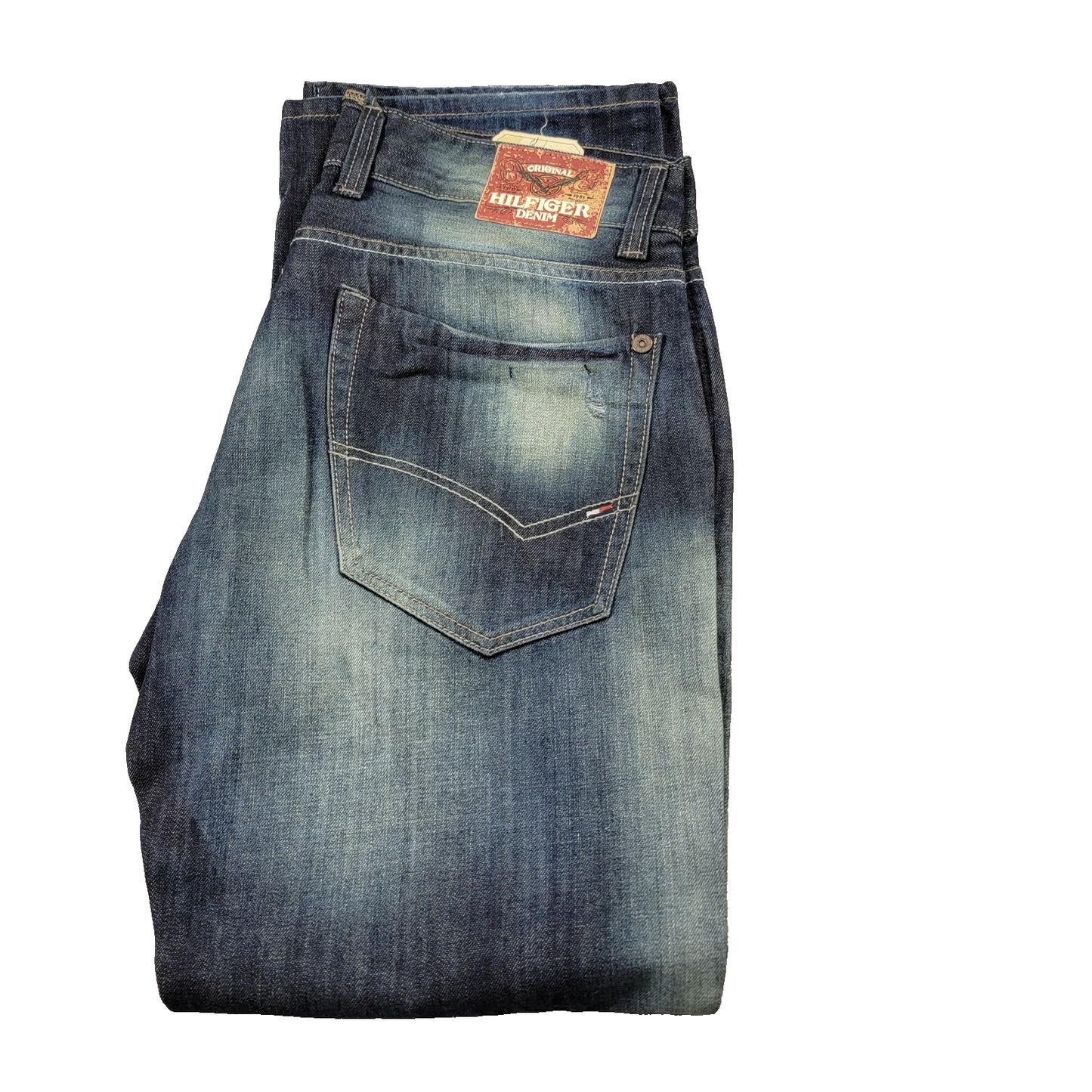 Tommy Hilfiger Denim Jeans W36 L32 Blue Destruction Abrasion Straight Leg NWT2