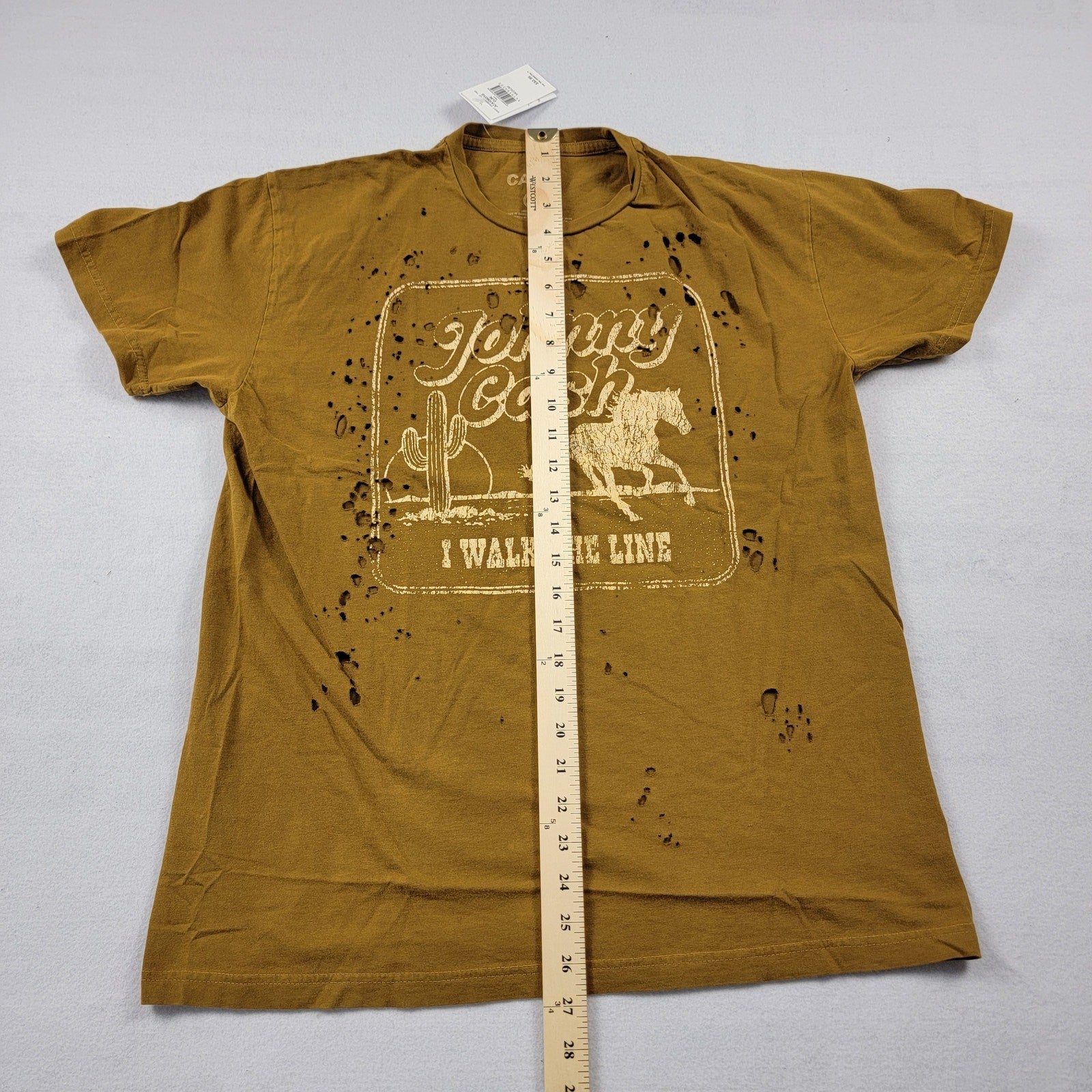 Buckle x Johnny Cash Distressed Mens Tshirt Brown Sz M7