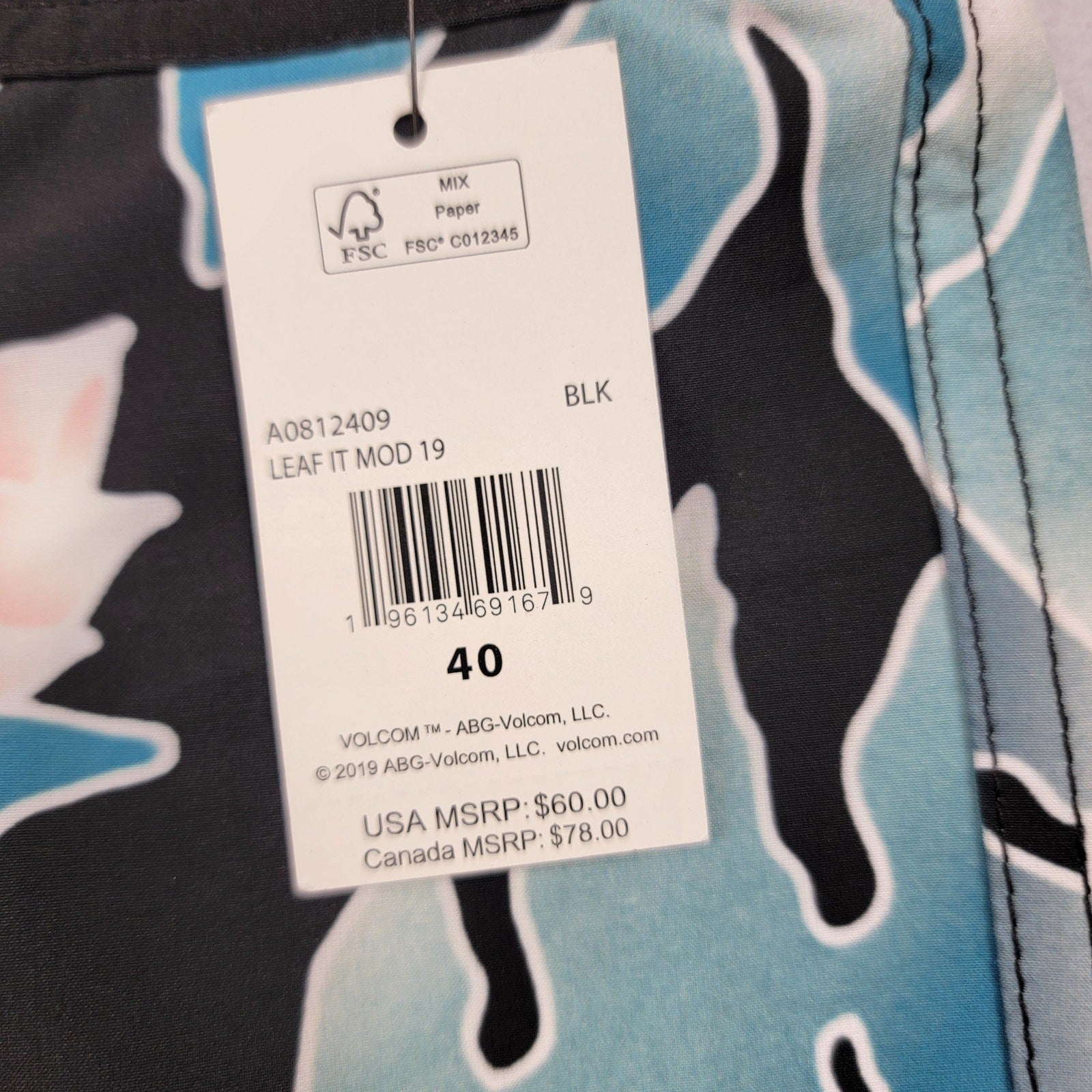 Volcom Leaf It ModTech 19" Boardshorts Men’s Size 40 Floral Print NWT1