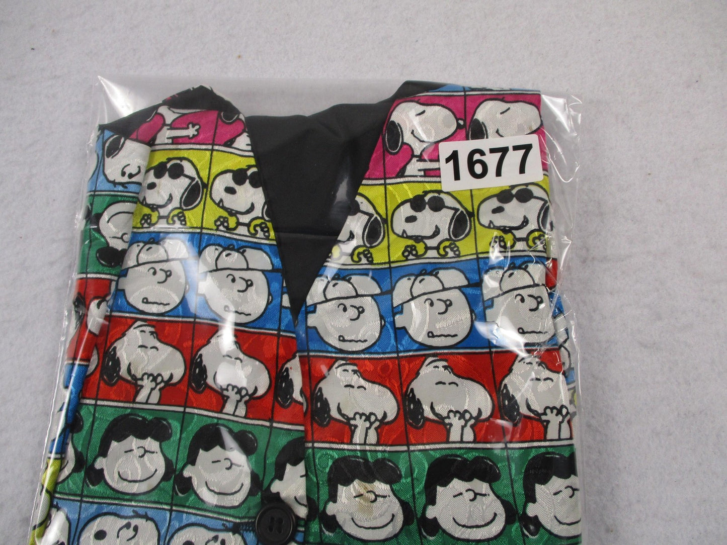 Peanuts Vest Mens Medium Multicolor Snoopy Cartoon Satin Button Front Graphic9