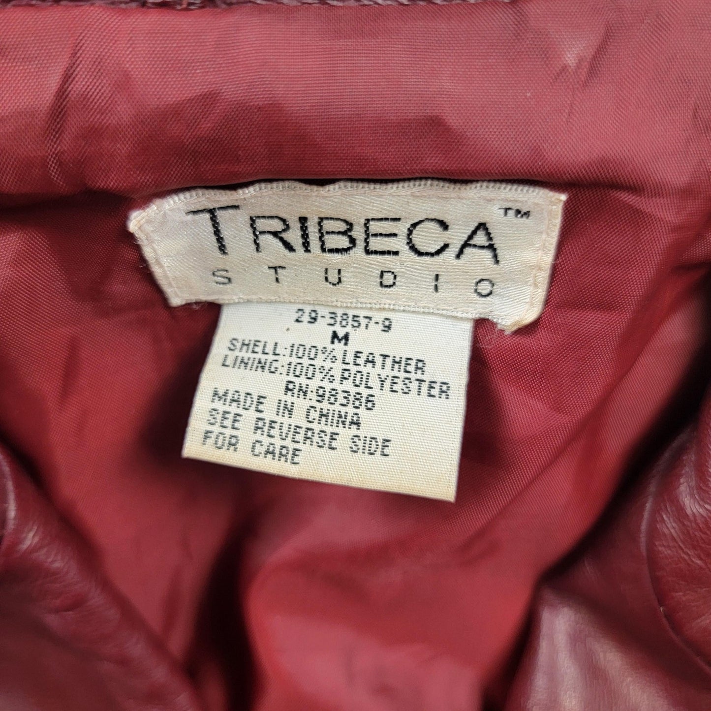 Tribeca Studio Leather Blazer Jacket Womens Medium Burgundy Button Front Lined2