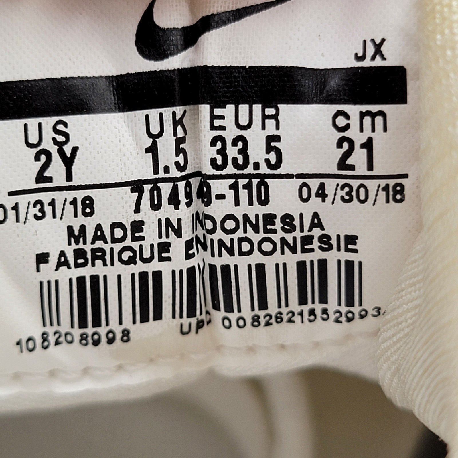 Nike Huarache Run PS 'White' Sz 2Y 7049491108
