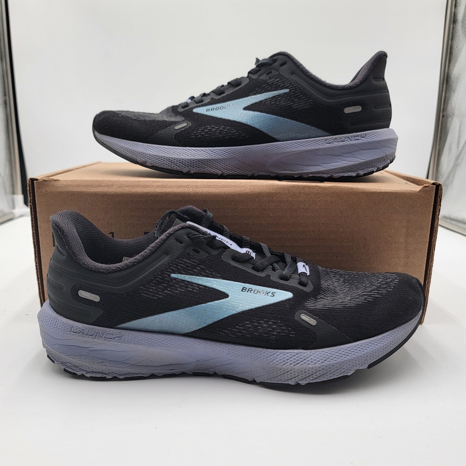 Brooks Wmns Launch 9 'Black Ebony Purple' Sz 10 120373 1B 060