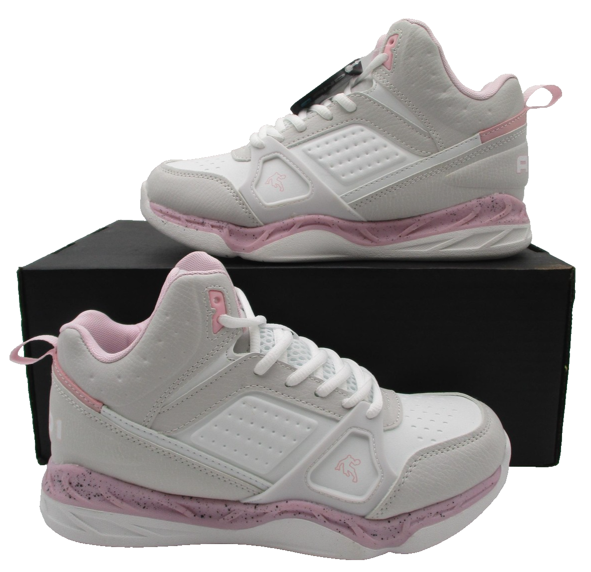 AND1 Shoes Kids Size 5 White Pink Basketball Sneakers Mid Top GGA143GX001 1A20