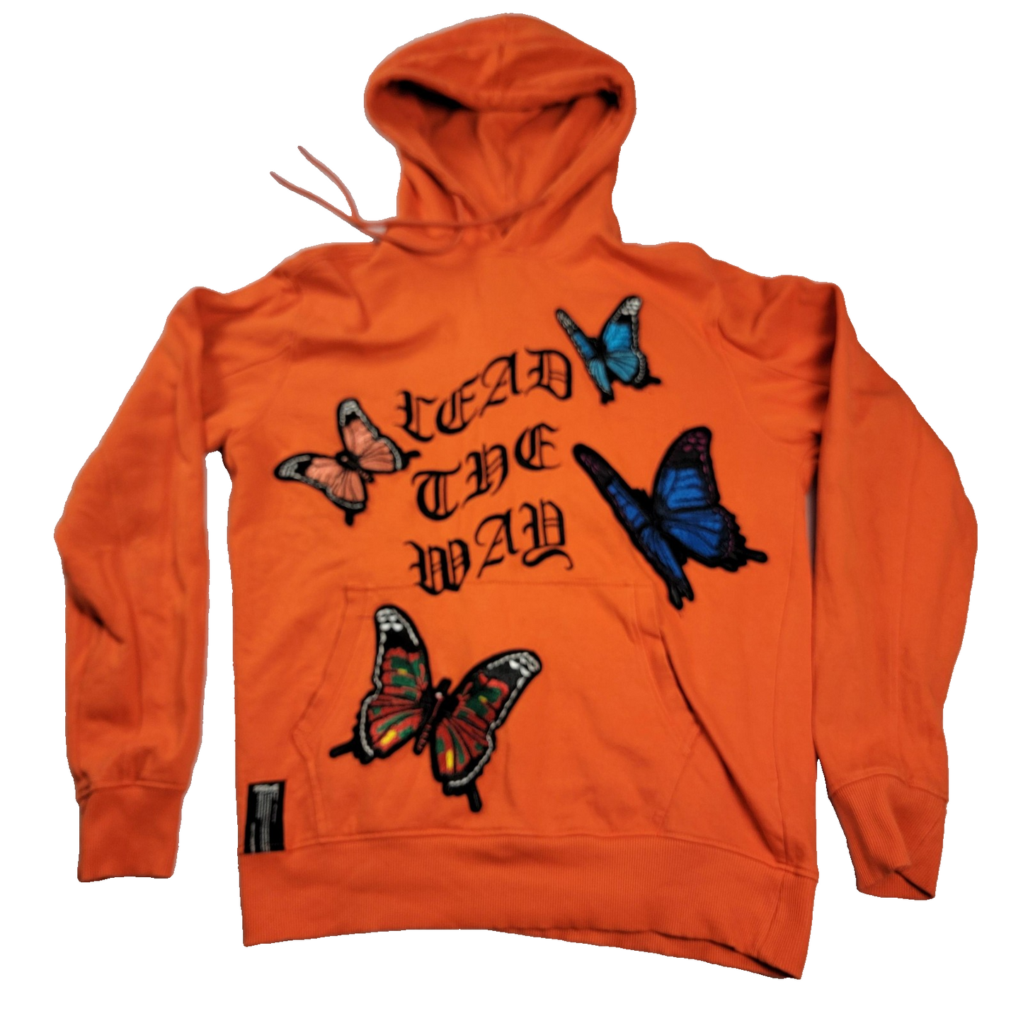 Preme Hoodie Orange Mens Large Lead The Way Butterfly Embroidered Pullover